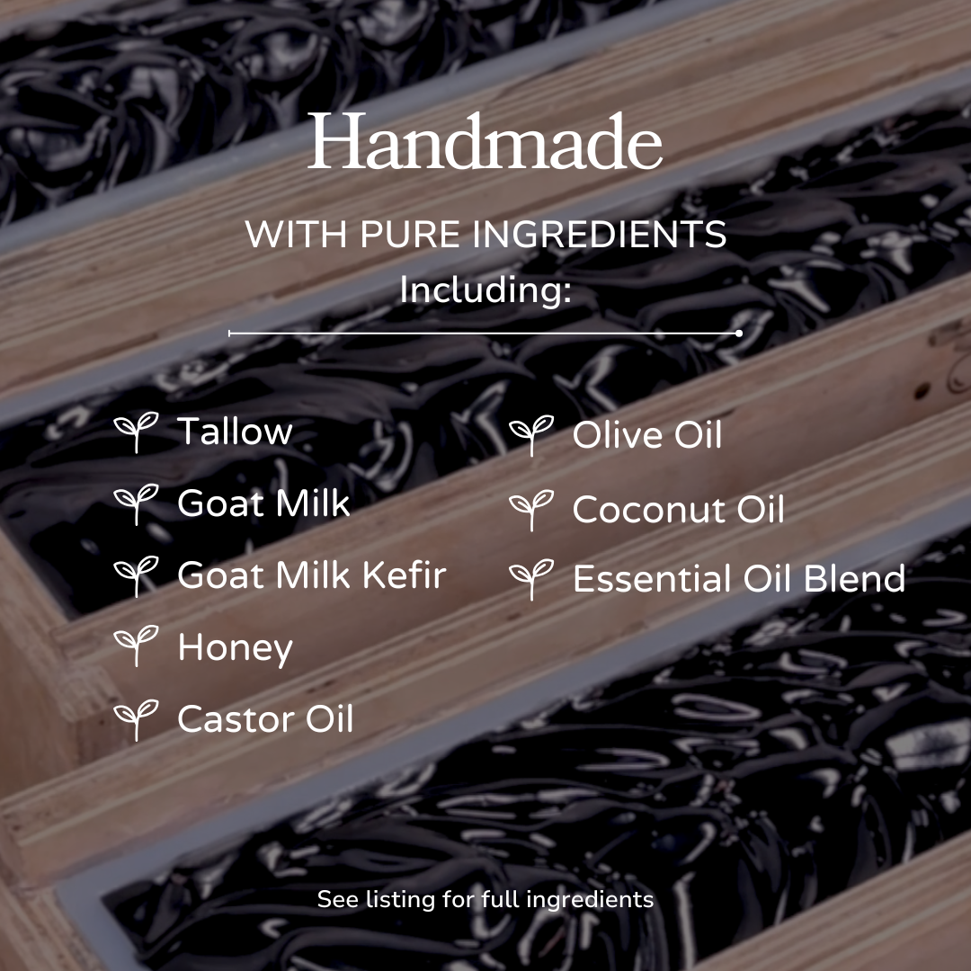 Clarifying Charcoal Bar Handmade Tallow and Goat Milk Soap Bar - The Peony Haus
