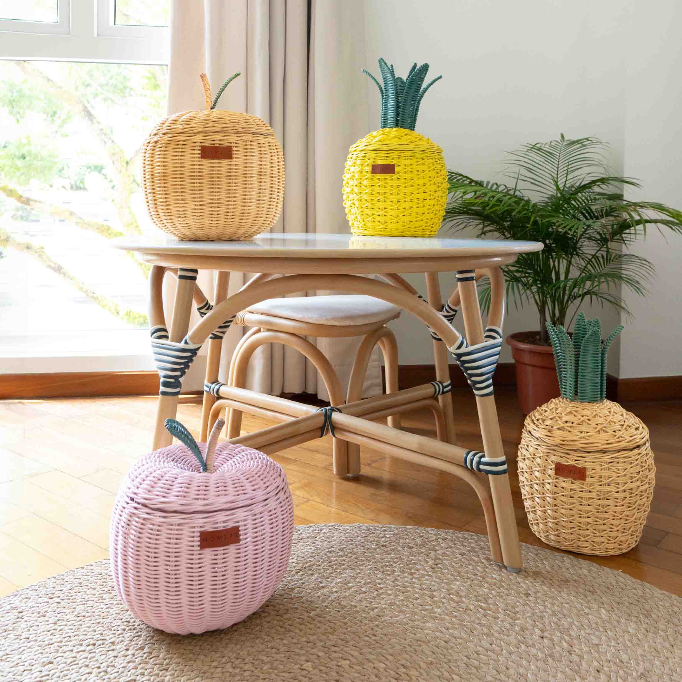 Pineapple Storage Basket Small - Natural - The Peony Haus
