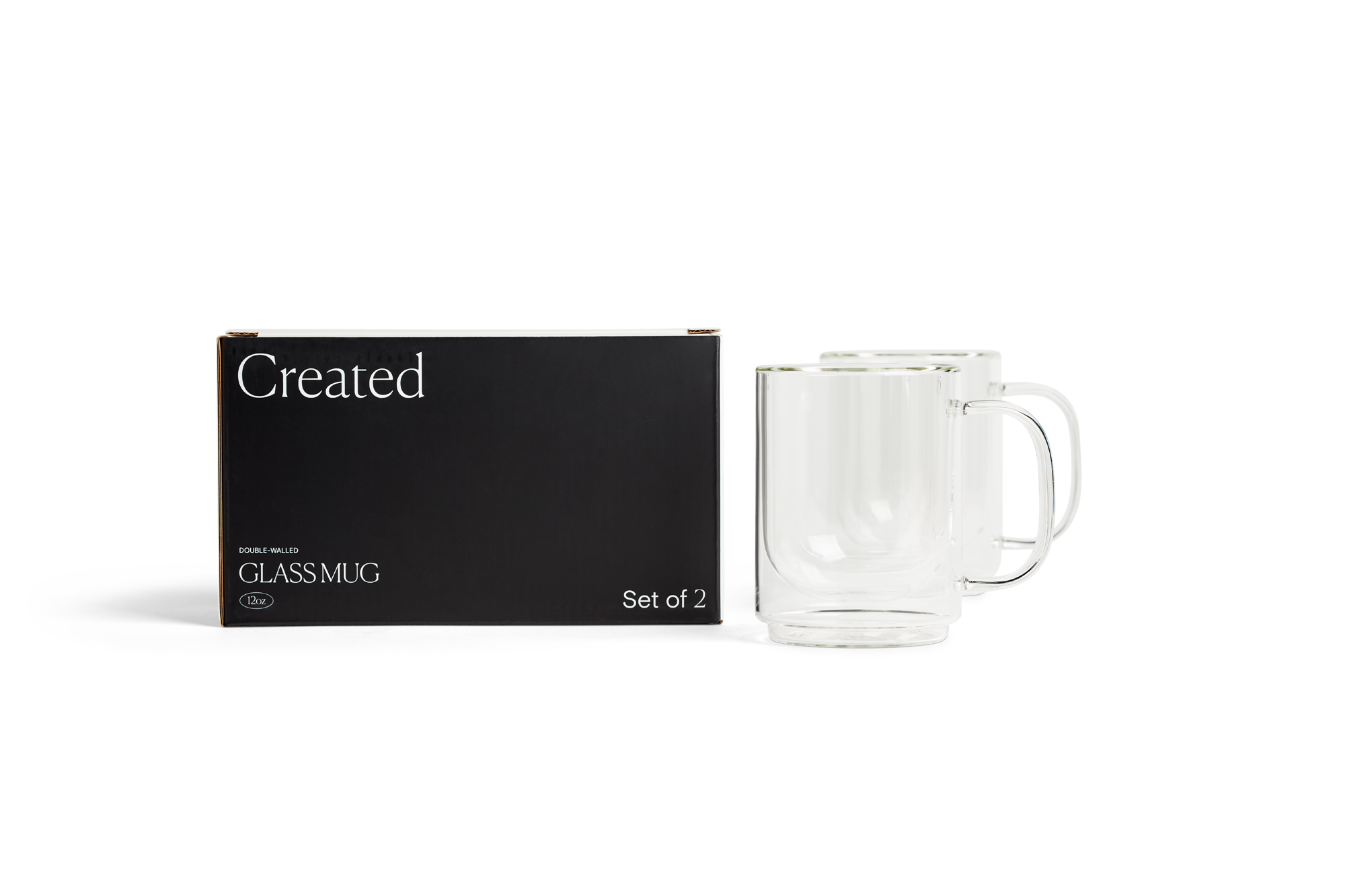 Cove 12oz Glass Mug - Set of 2 - Clear