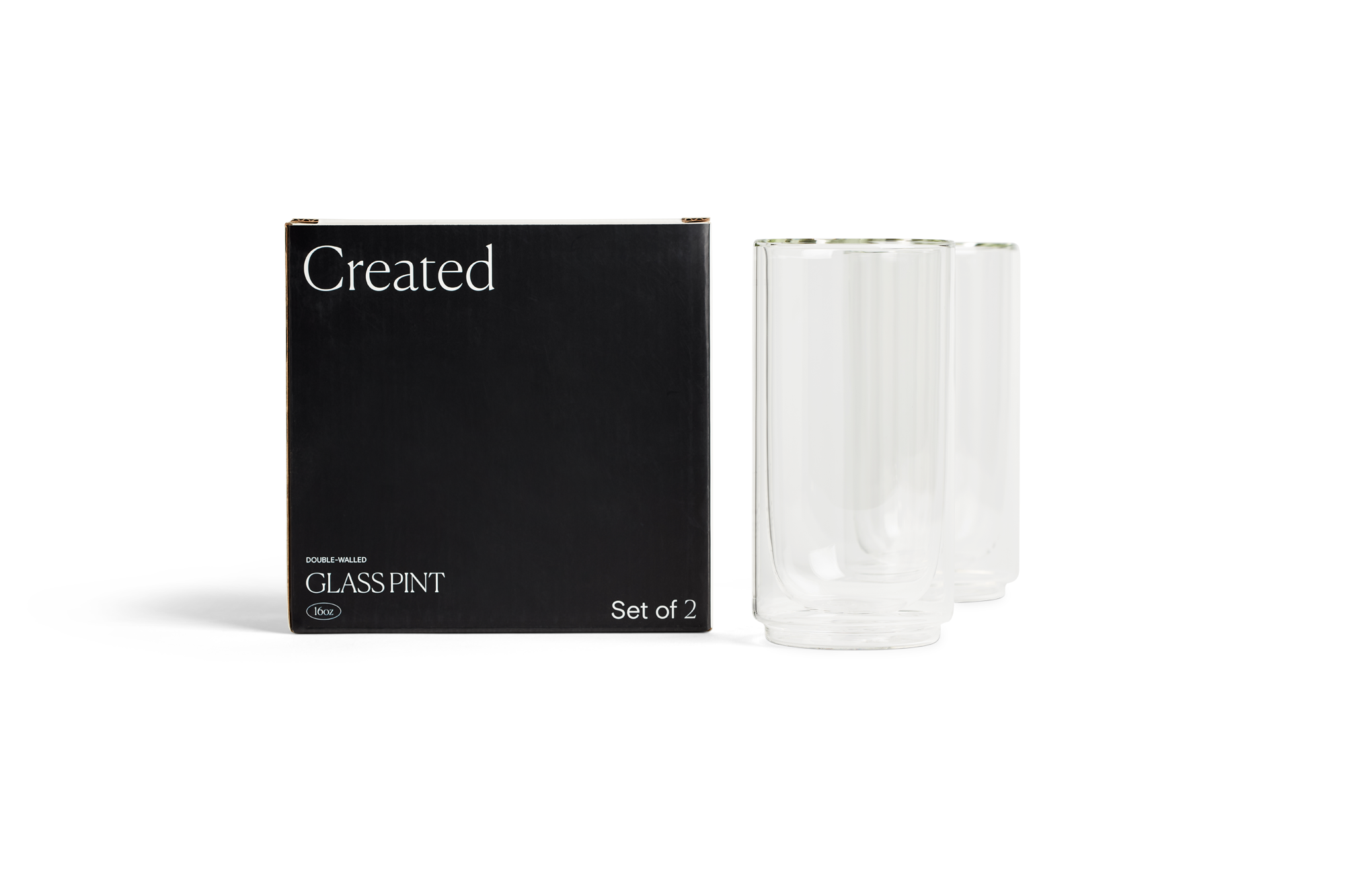 Cove 16oz Glass Pint - Set of 2 - Clear