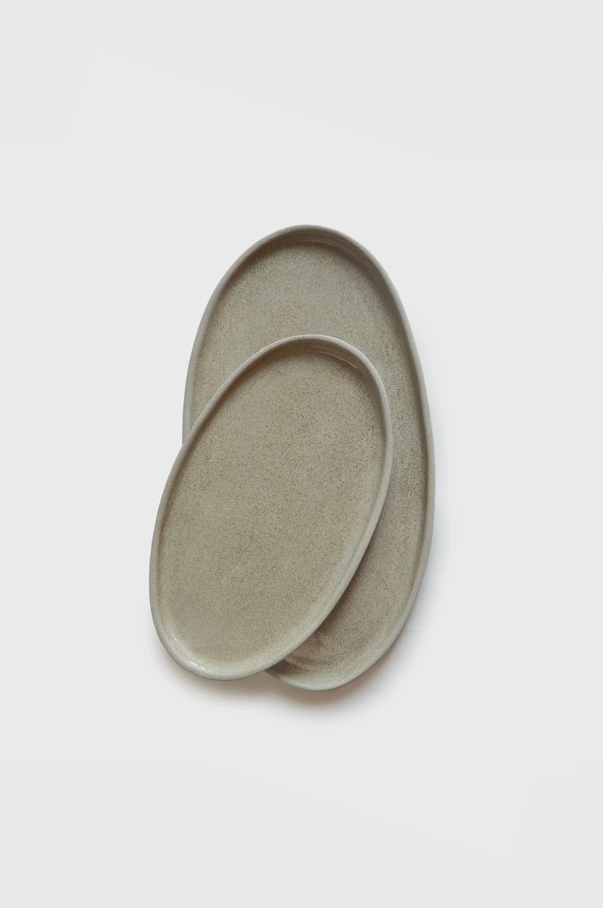 Handmade Stoneware Oval Serving Platter "Concrete" - The Peony Haus