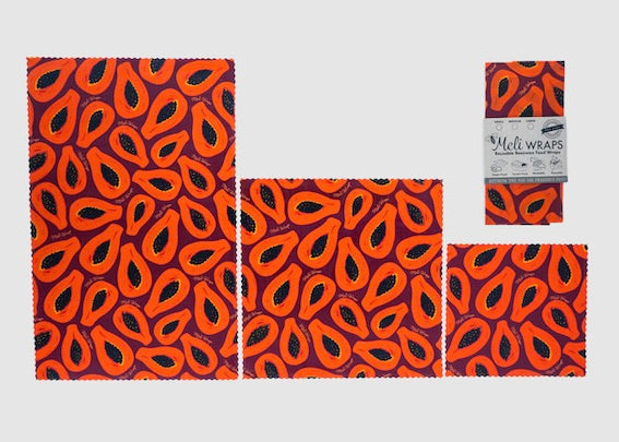 Beeswax Food Wrap - Purple Papaya Print - The Peony Haus