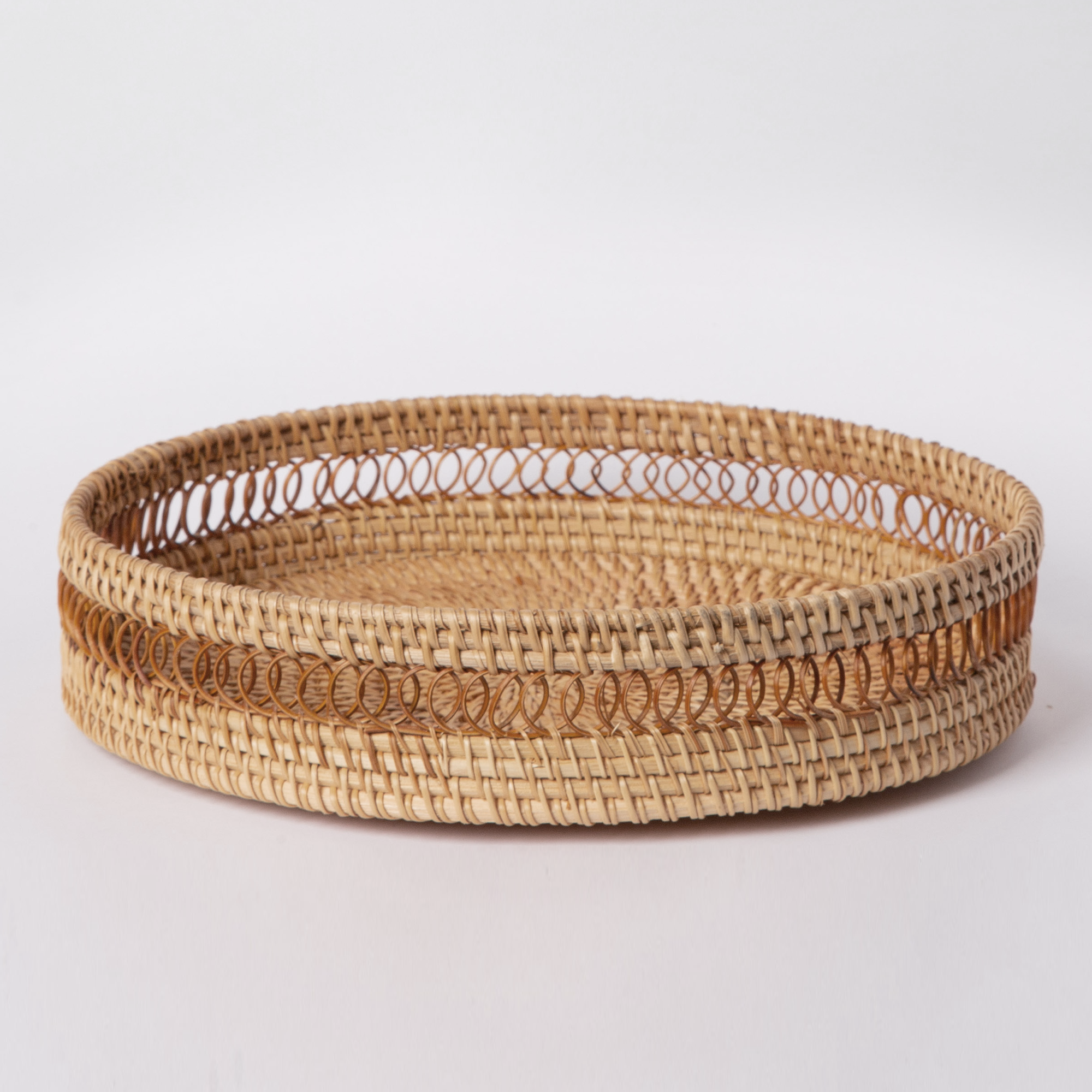 405 - Round Rattan Tray - The Peony Haus