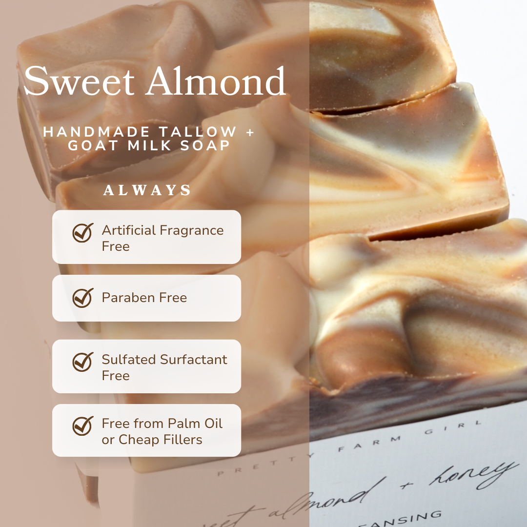 Sweet Almond + Honey Handmade Tallow and Goat Milk Soap Bar - The Peony Haus