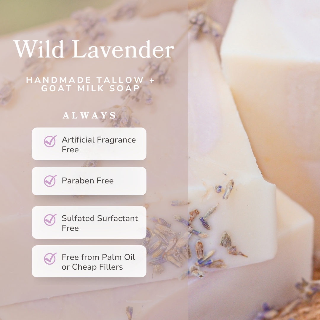 Wild Lavender Handmade Tallow and Goat Milk Soap Bar - The Peony Haus