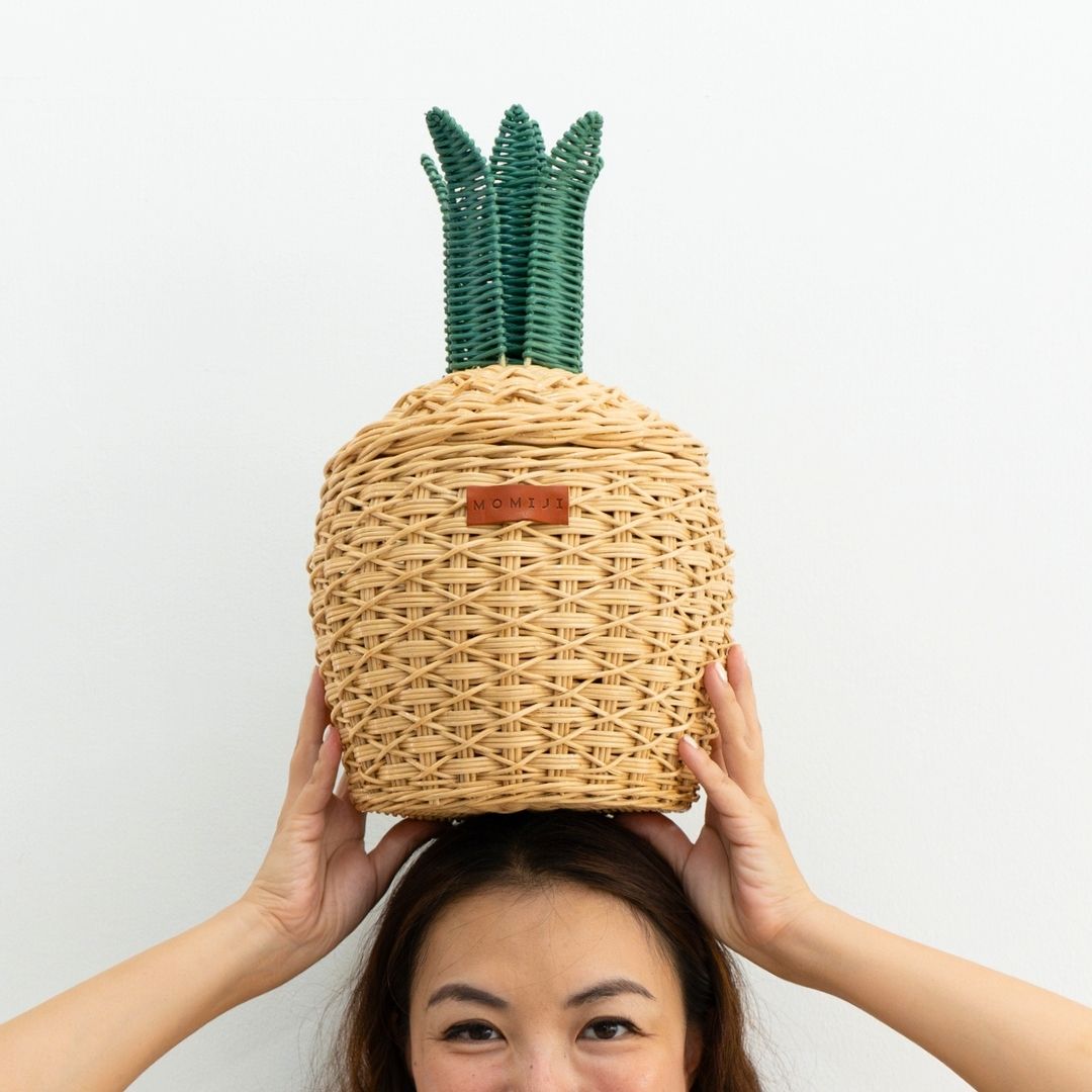 Pineapple Storage Basket Small - Natural - The Peony Haus