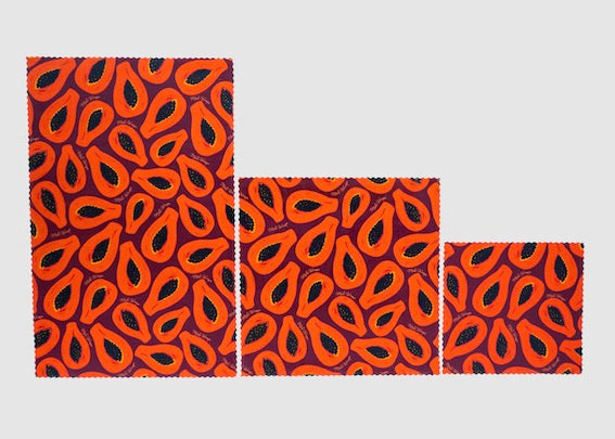 Beeswax Food Wrap - Purple Papaya Print - The Peony Haus