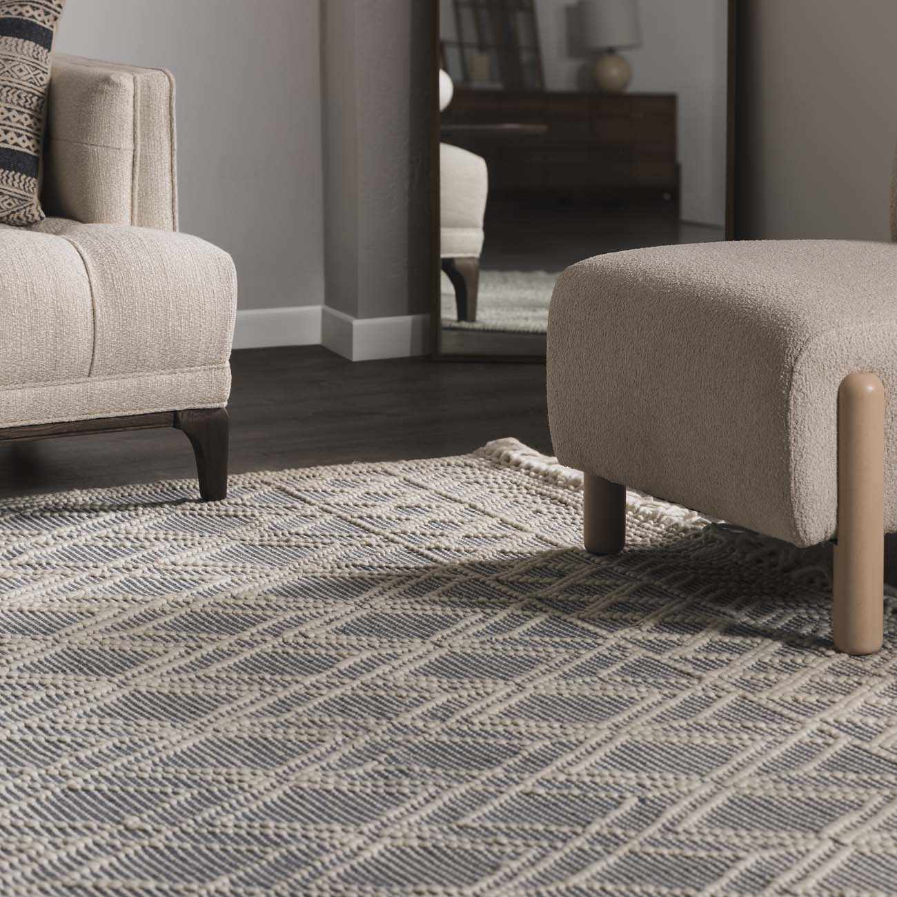 Ramsbury Denim Blue Wool Rug - The Peony Haus