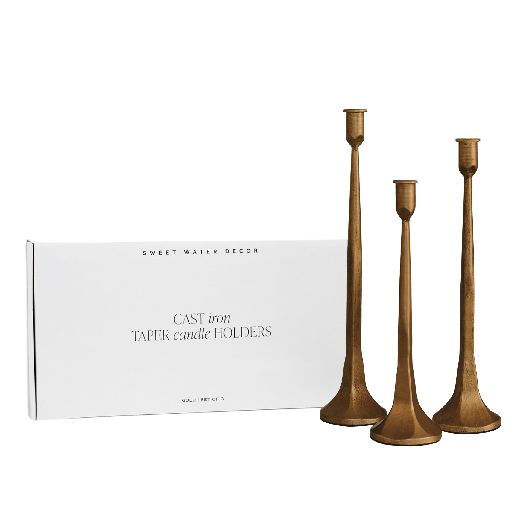 Gold Cast Iron Taper Candle Holders - The Peony Haus
