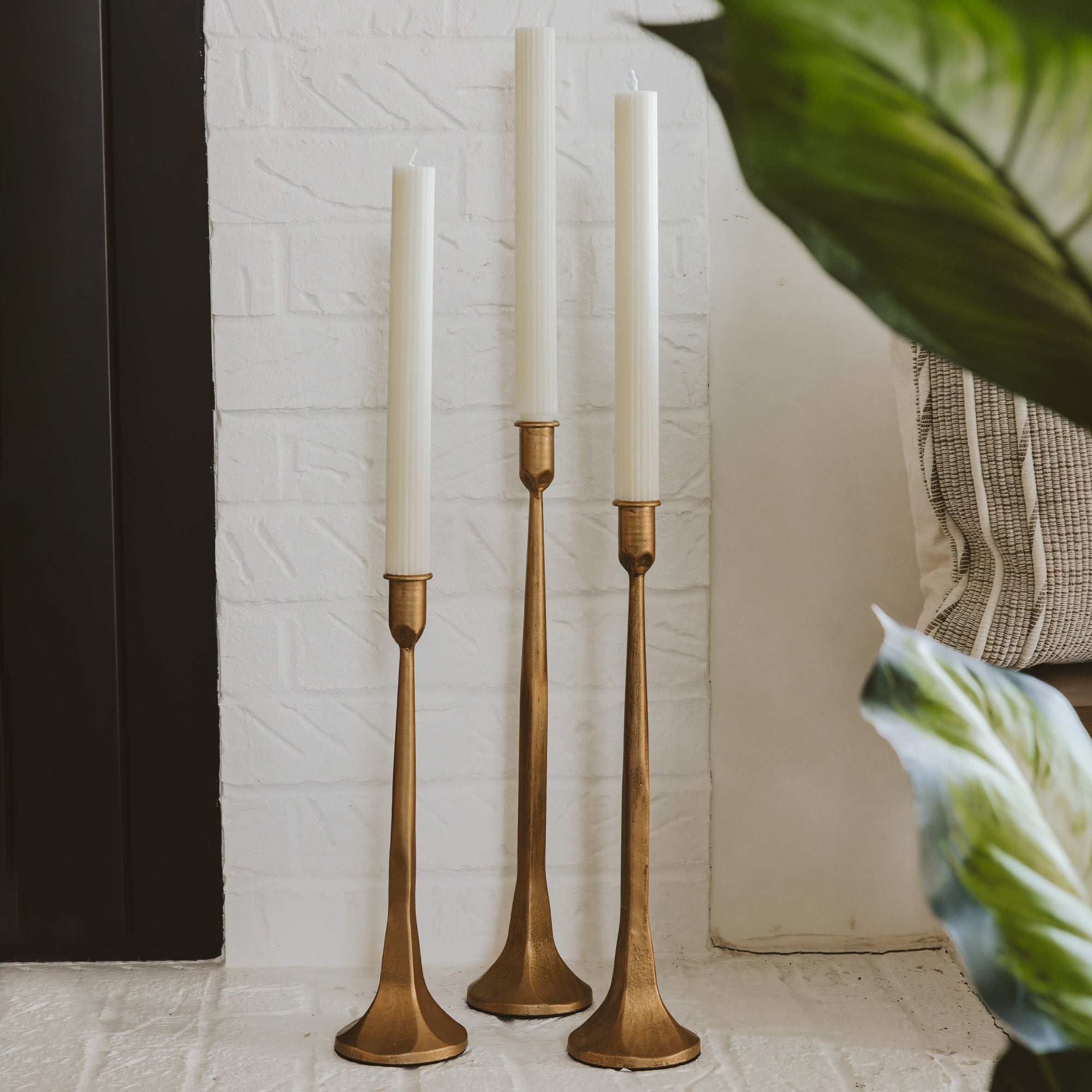 Gold Cast Iron Taper Candle Holders - The Peony Haus
