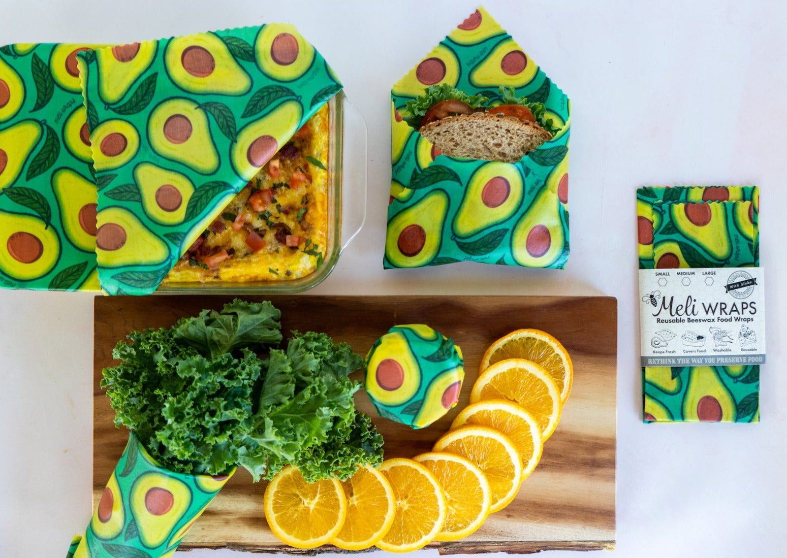 Beeswax Food Wrap - Avocado Print - The Peony Haus