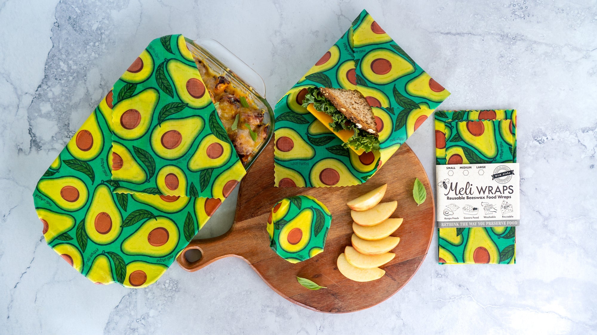 Beeswax Wrap Bulk Roll - Avocado Print - The Peony Haus
