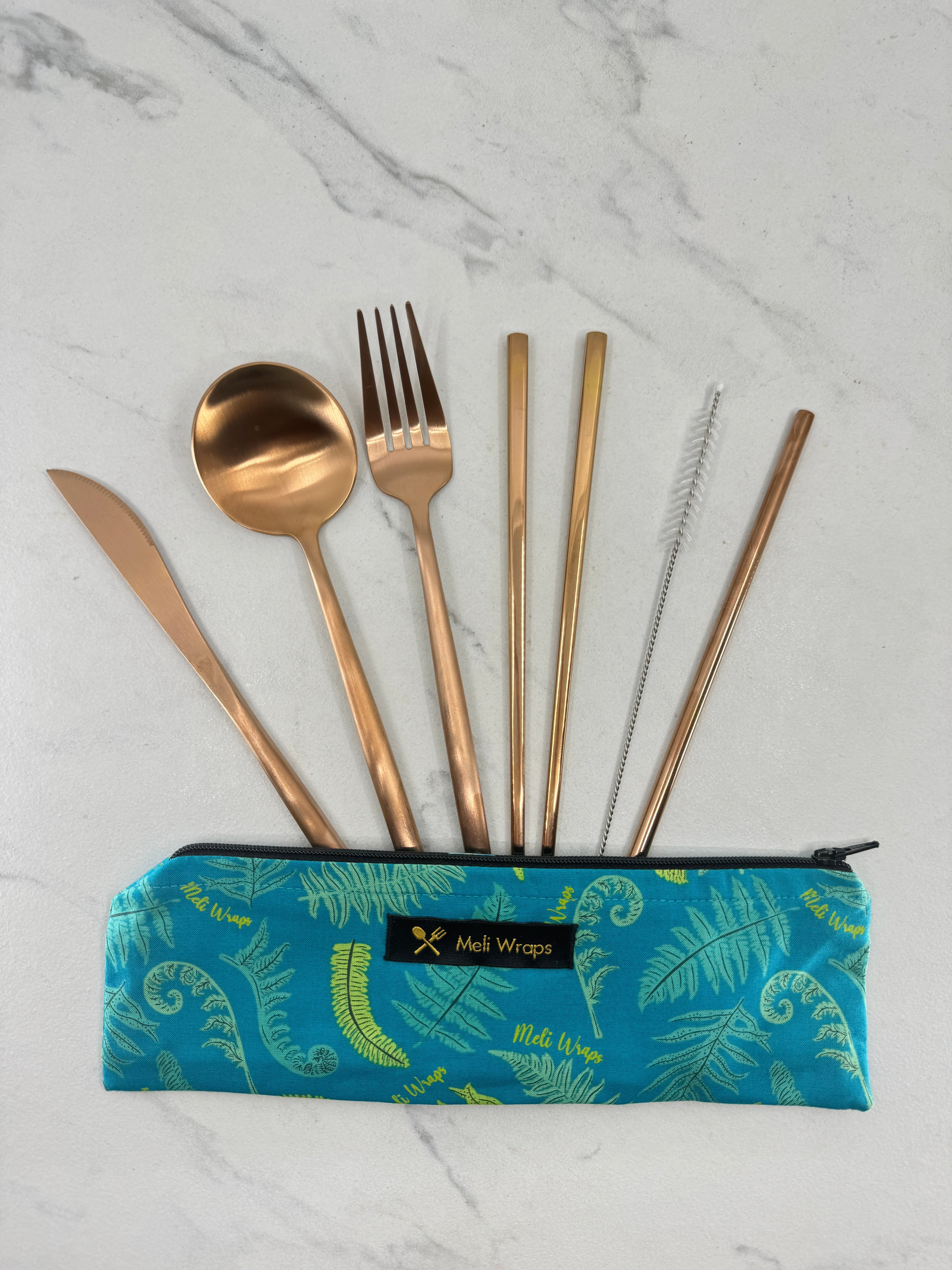 Meli Wraps Reusable Cutlery Set- Fern - The Peony Haus