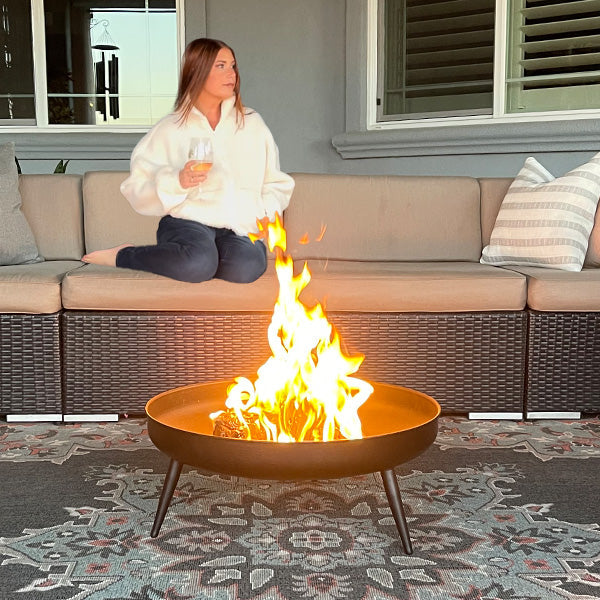 Raised Metal Fire Pit Bowl - The Peony Haus