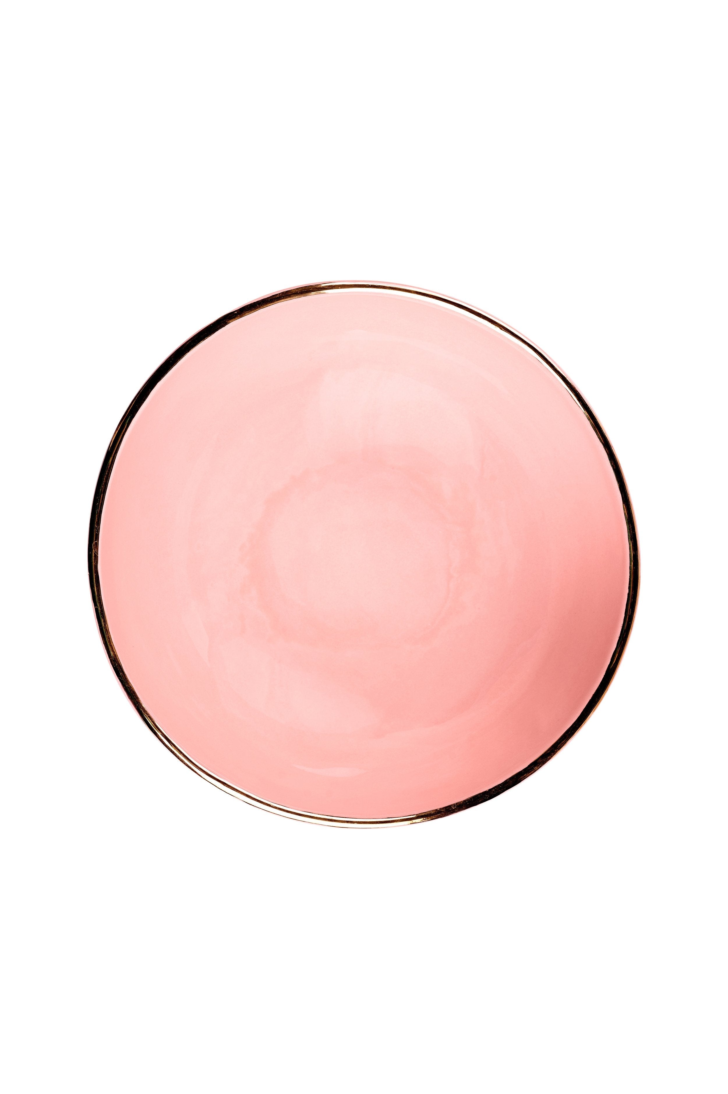 Handmade Porcelain Salad Serving Bowl with Gold Rim. Powder Pink - The Peony Haus