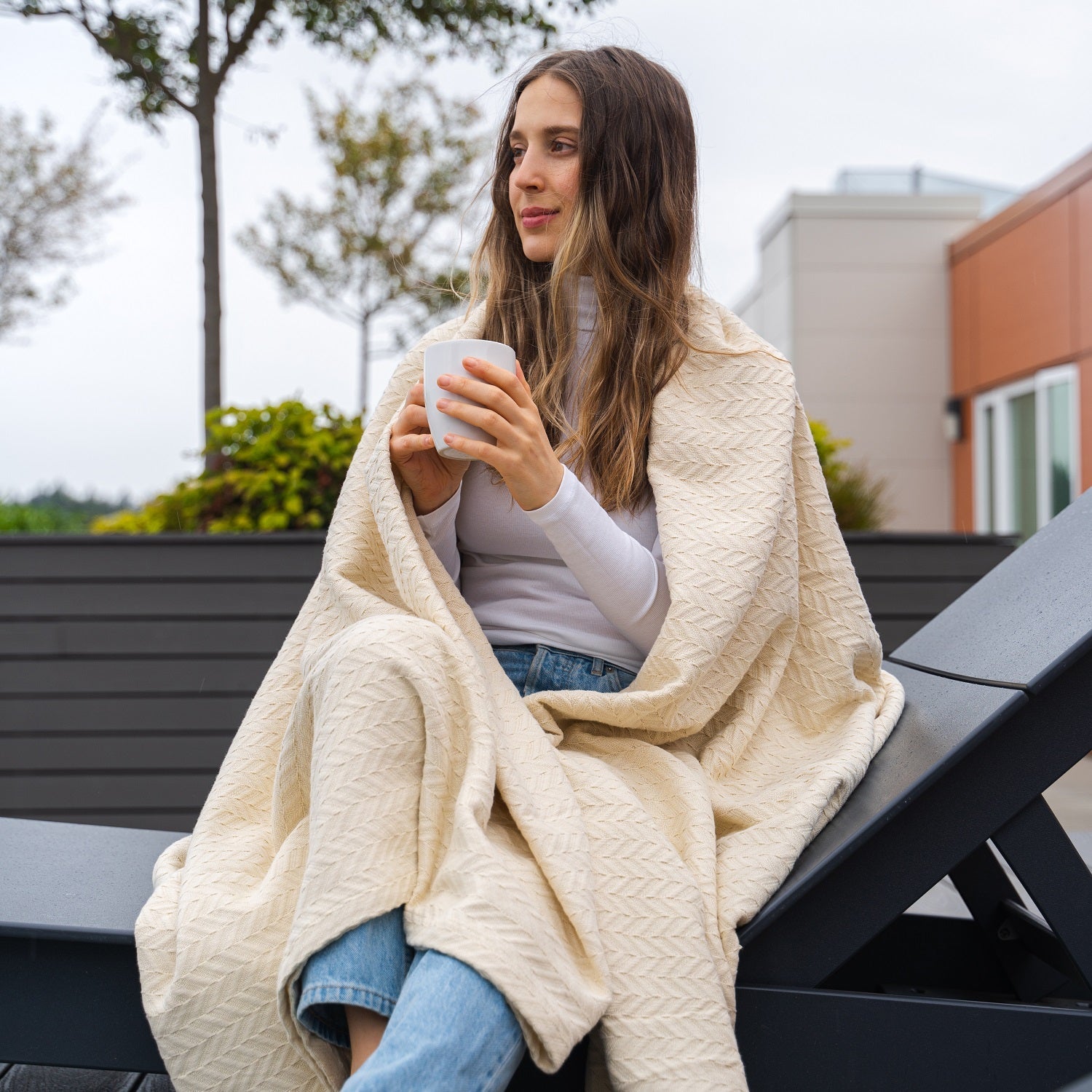 Herringbone Cotton Blanket - The Peony Haus