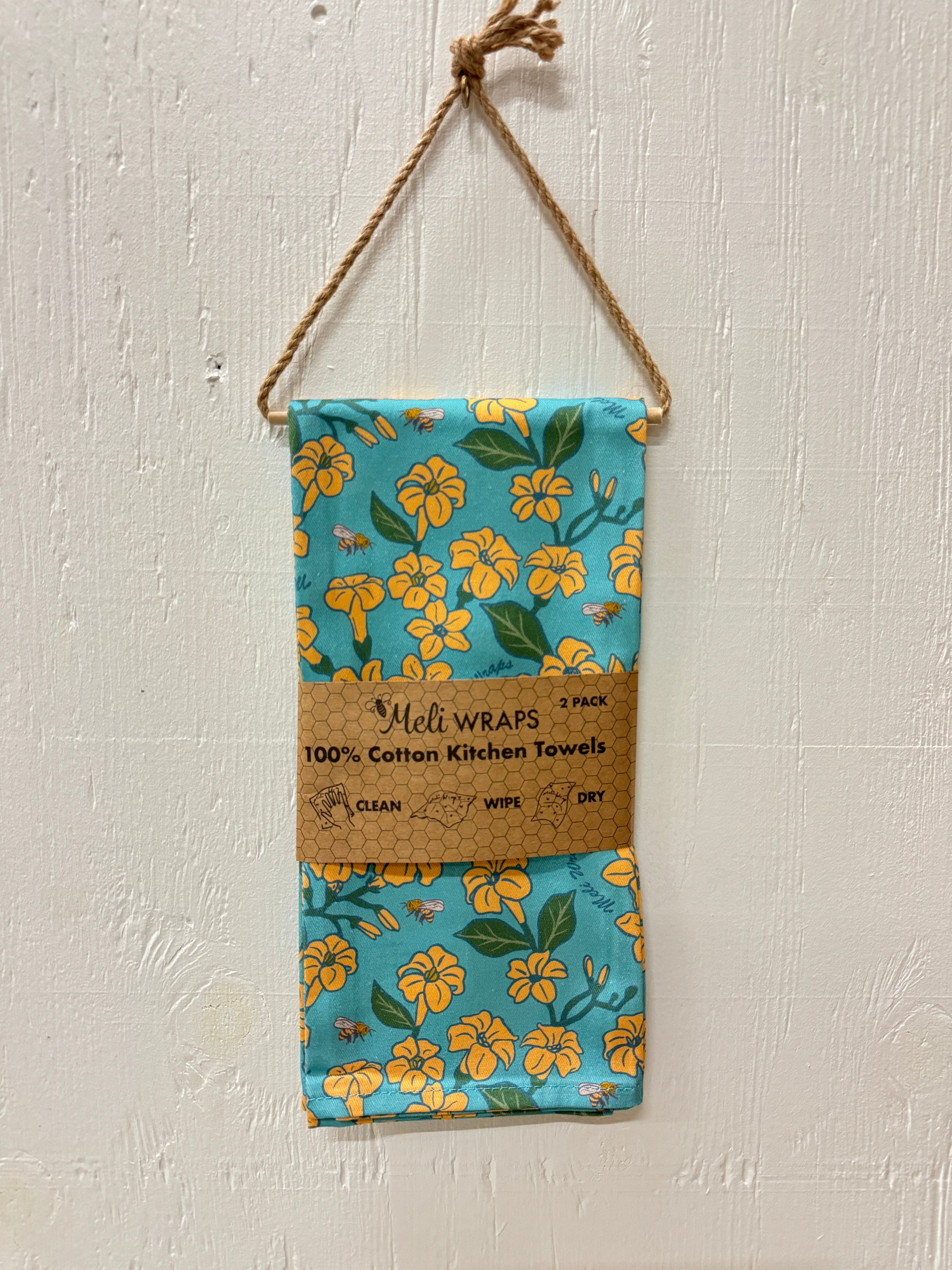 Puakenikeni & Bee Kitchen Towel Set of 2 100% Cotton - The Peony Haus