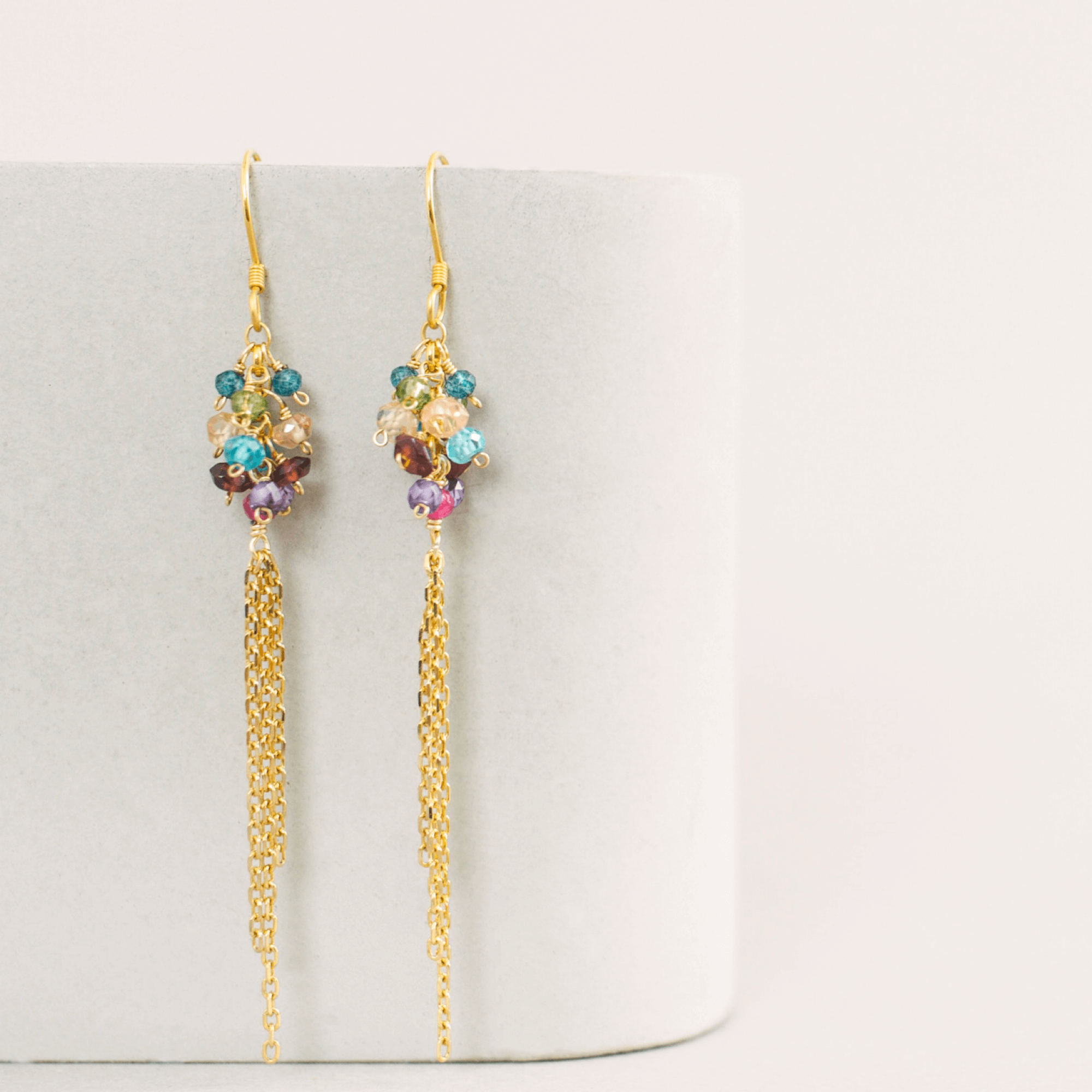 Rainbow Gemstone Edge Earrings