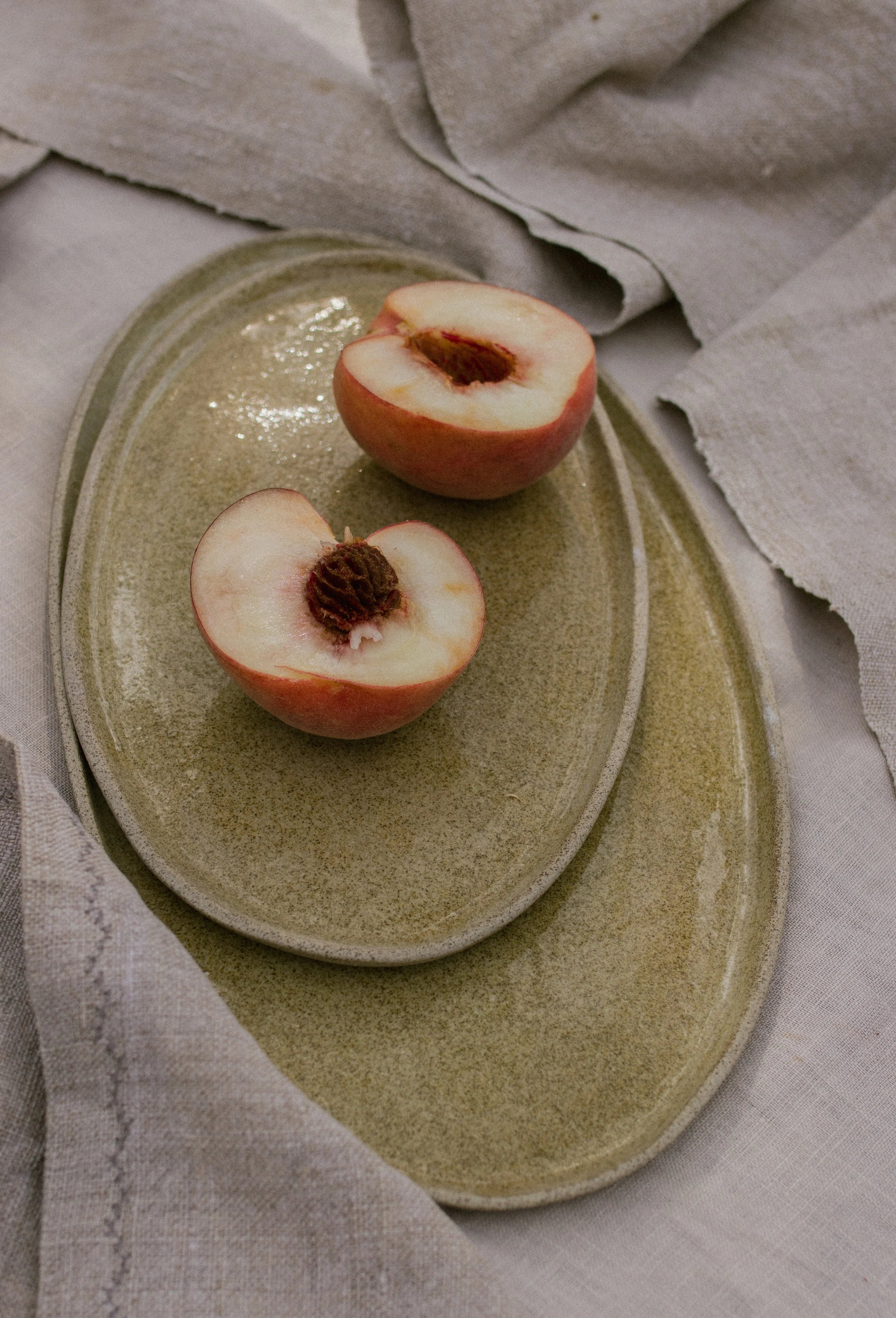 Handmade Stoneware Oval Serving Platter "Concrete" - The Peony Haus