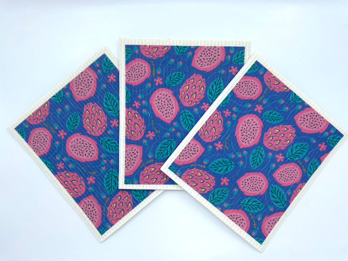 Dragonfruit Swedish Dish Cloth Set of 3 - The Peony Haus