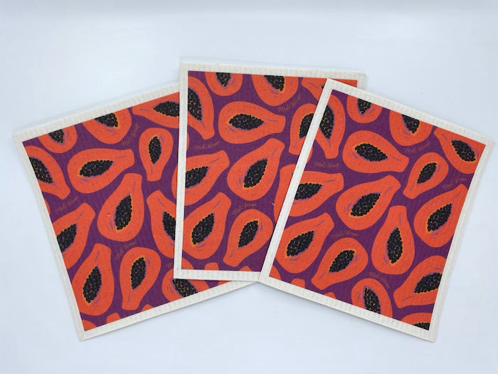 Papaya Swedish Dish Cloth Set of 3 - The Peony Haus