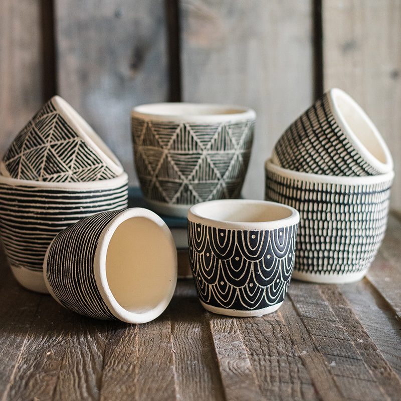 Geometric Art Concrete Flower Pot - The Peony Haus