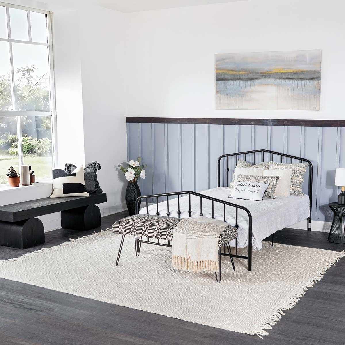 Ramsbury Beige Trellis Wool Rug - The Peony Haus