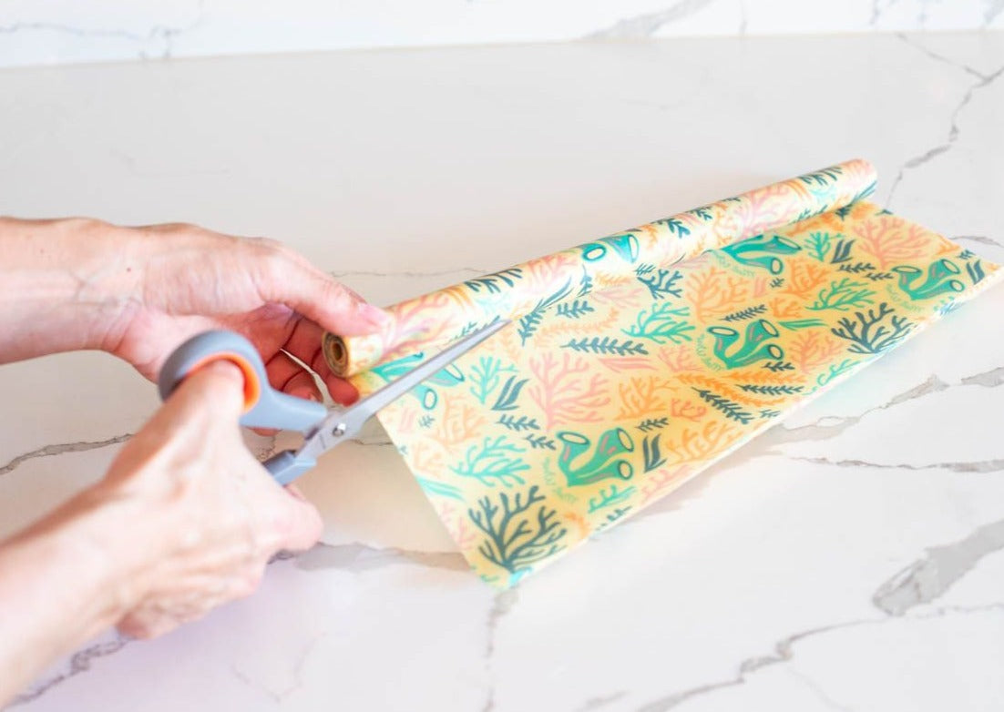Meli Wraps Beeswax Wrap Bulk Roll + Cutlery Set in Reef Print - The Peony Haus