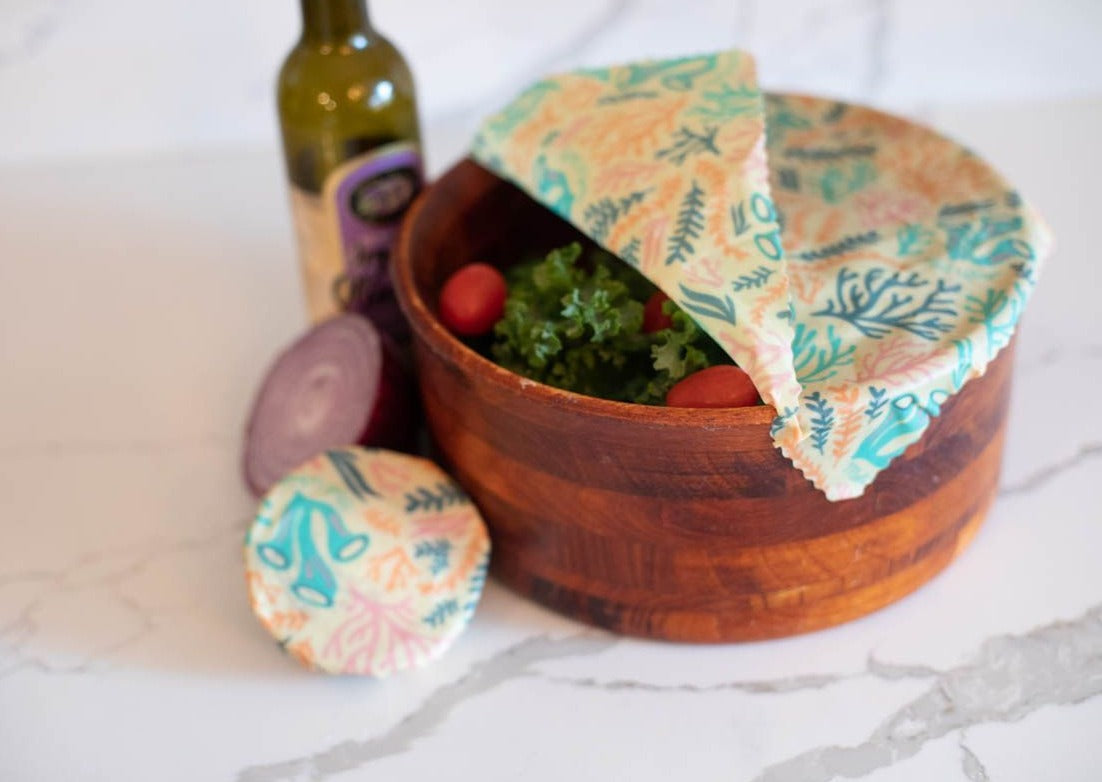 Meli Wraps Beeswax Wrap Bulk Roll + Cutlery Set in Reef Print - The Peony Haus