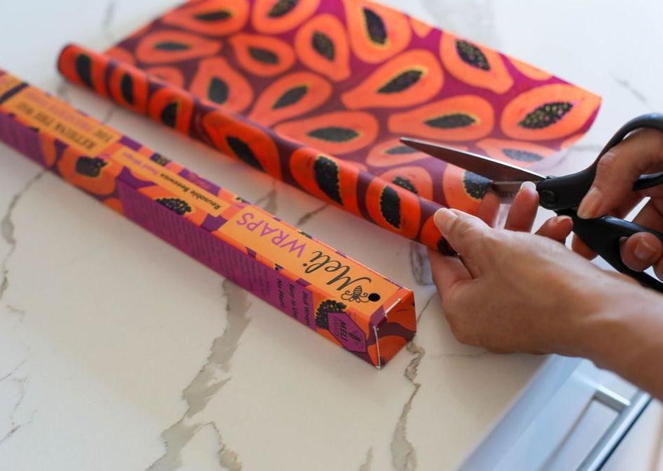Beeswax Wrap Bulk Roll - Purple Papaya Print - The Peony Haus
