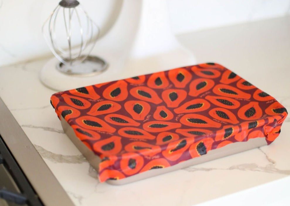 Beeswax Wrap Bulk Roll - Purple Papaya Print - The Peony Haus
