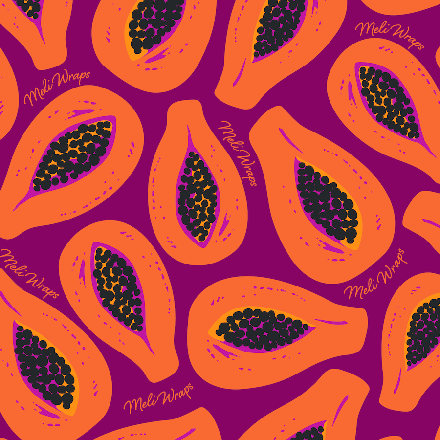 Beeswax Food Wrap - Purple Papaya Print - The Peony Haus