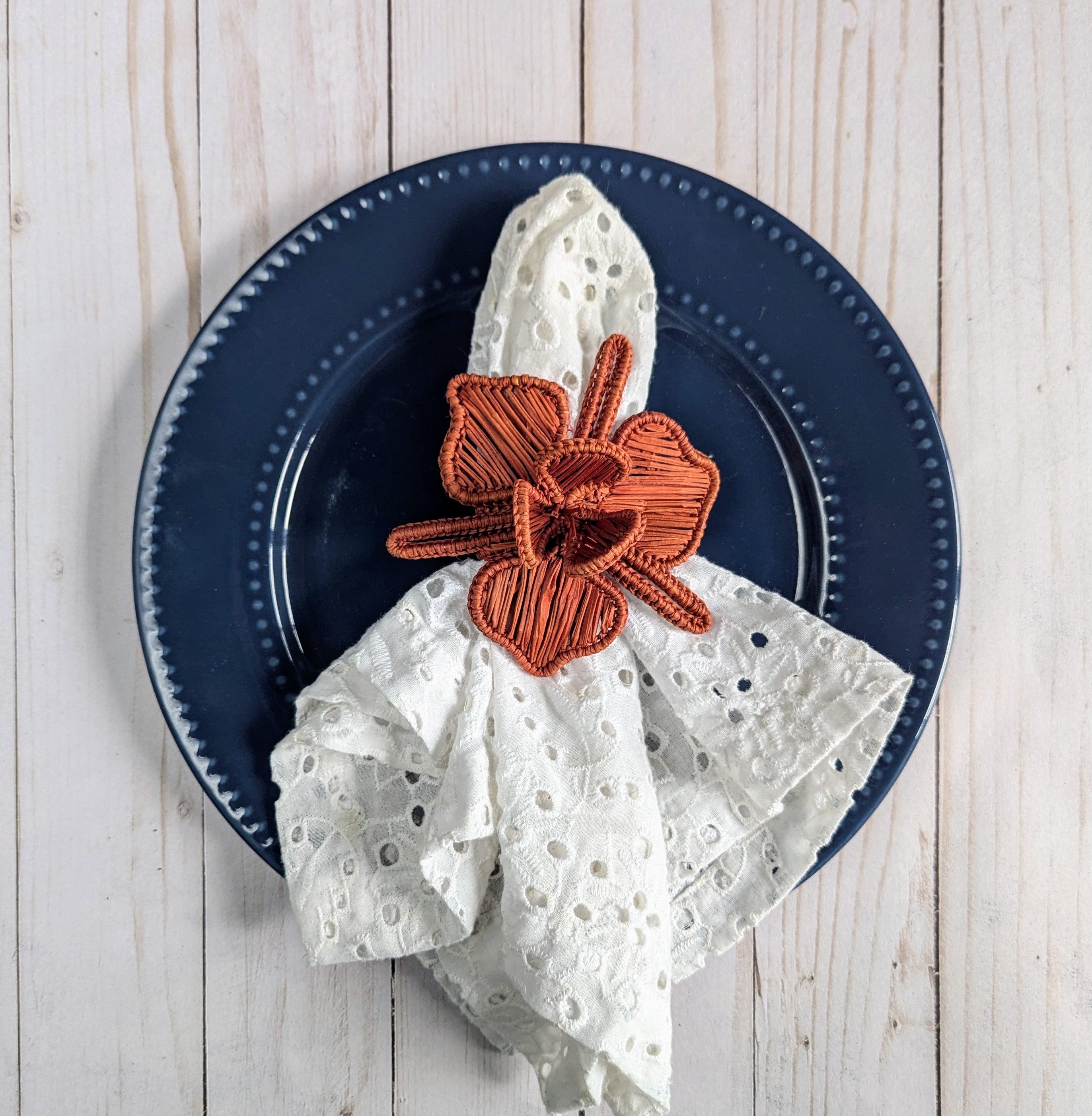 Burgundy Orchid Handwoven Iraca Napkin Ring
