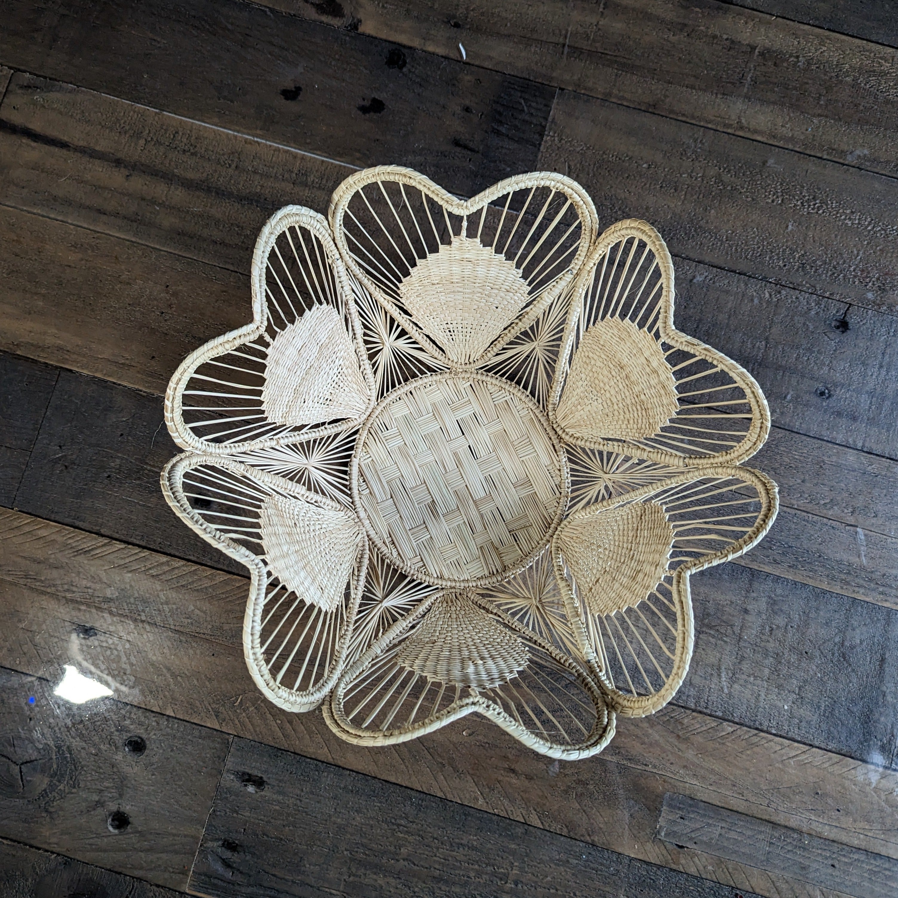 10" Floral Handwoven Iraca Bread Basket