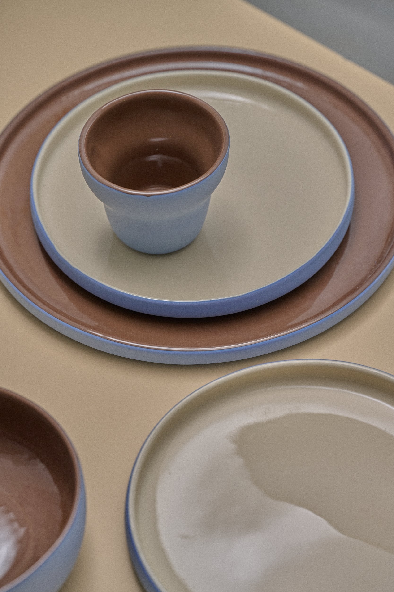 Handmade Porcelain Dinner Plates. Forget-me-not/Chocolate - The Peony Haus