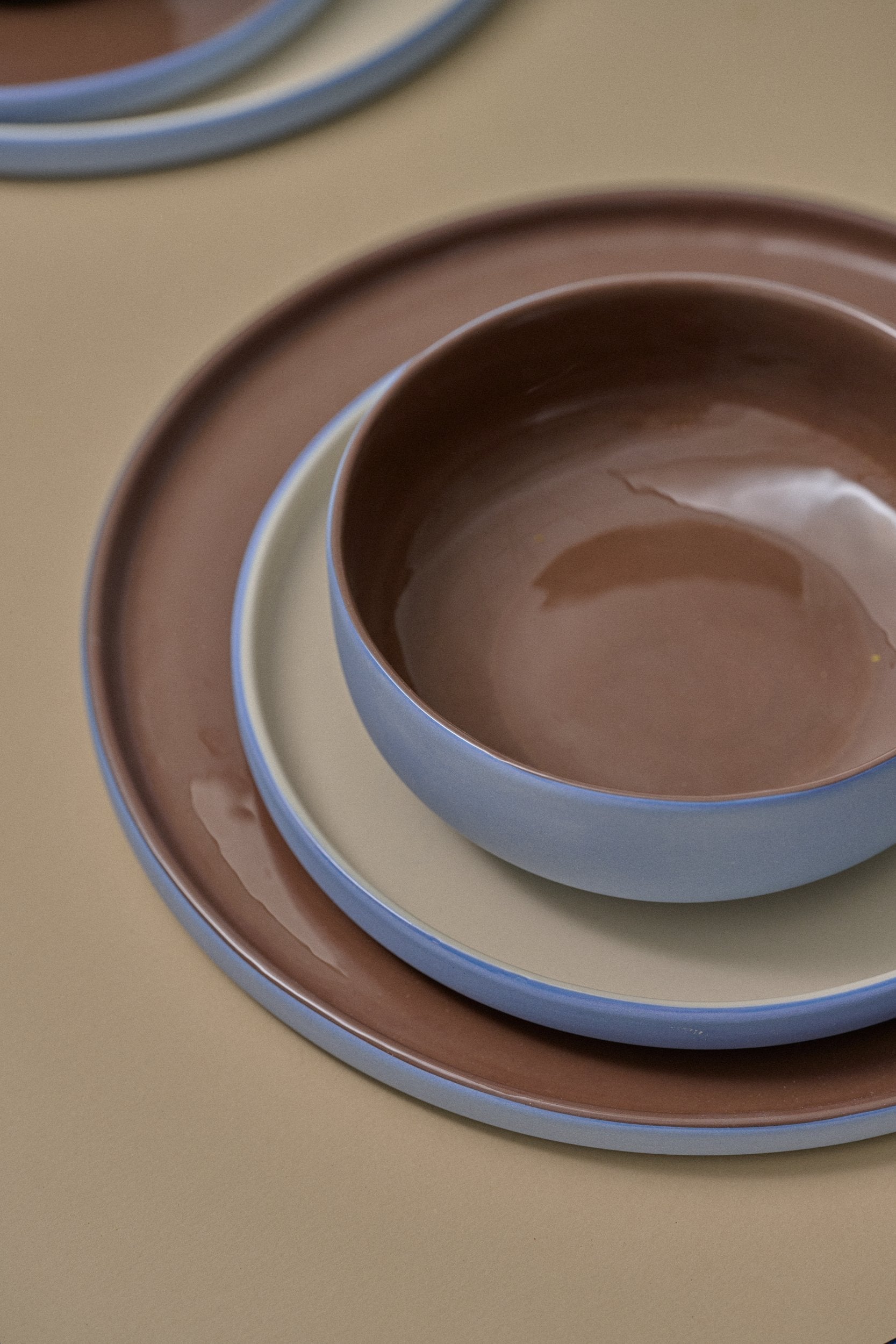 Handmade Porcelain Dinner Plates. Forget-me-not/Chocolate - The Peony Haus
