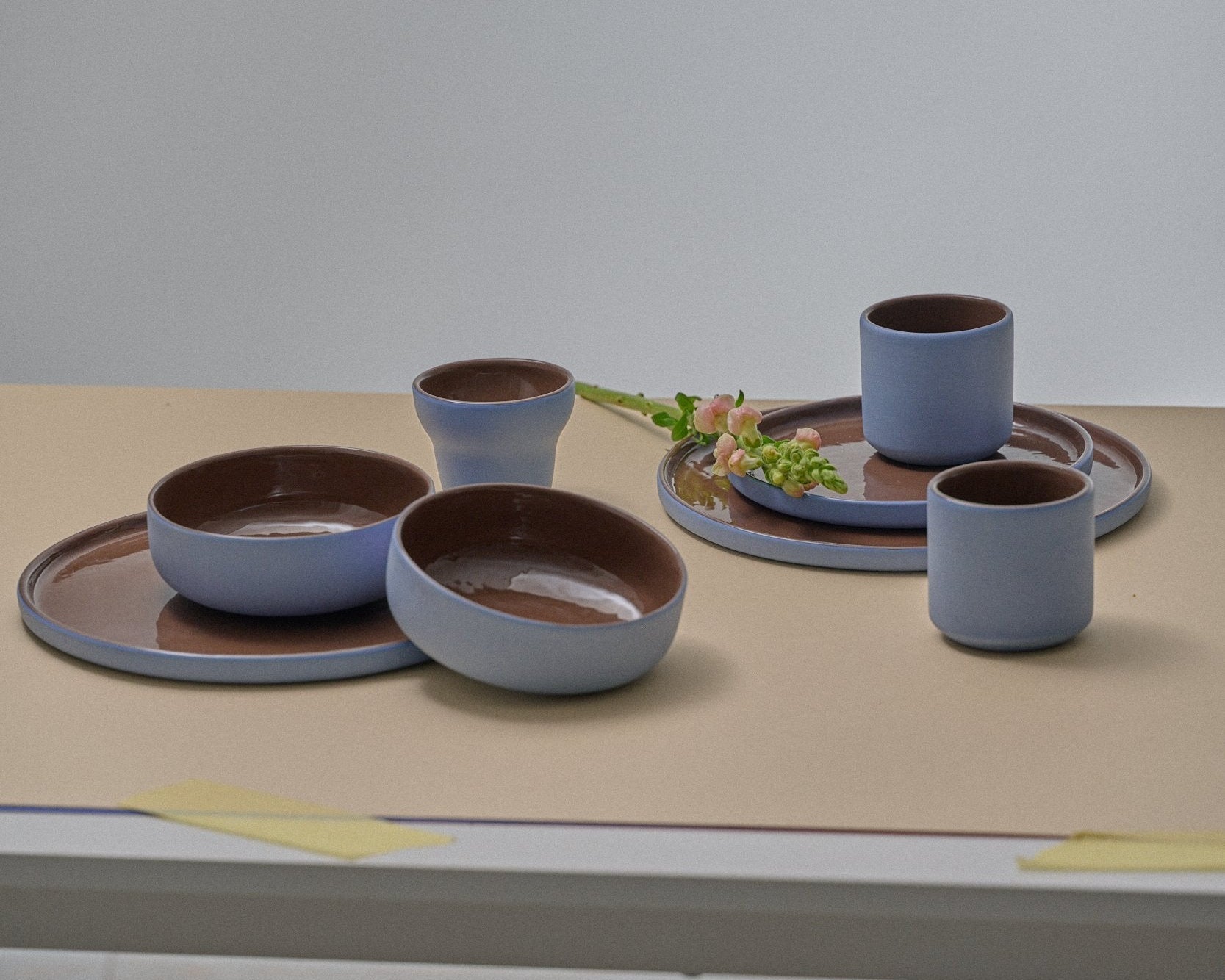 Handmade Porcelain Dinner Plates. Forget-me-not/Chocolate - The Peony Haus