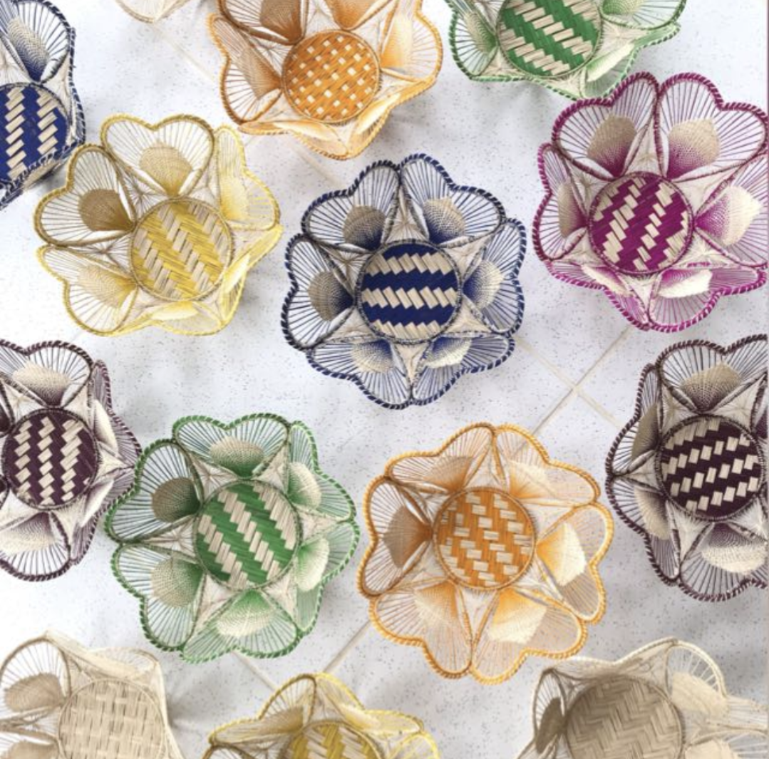 10" Floral Handwoven Iraca Bread Basket