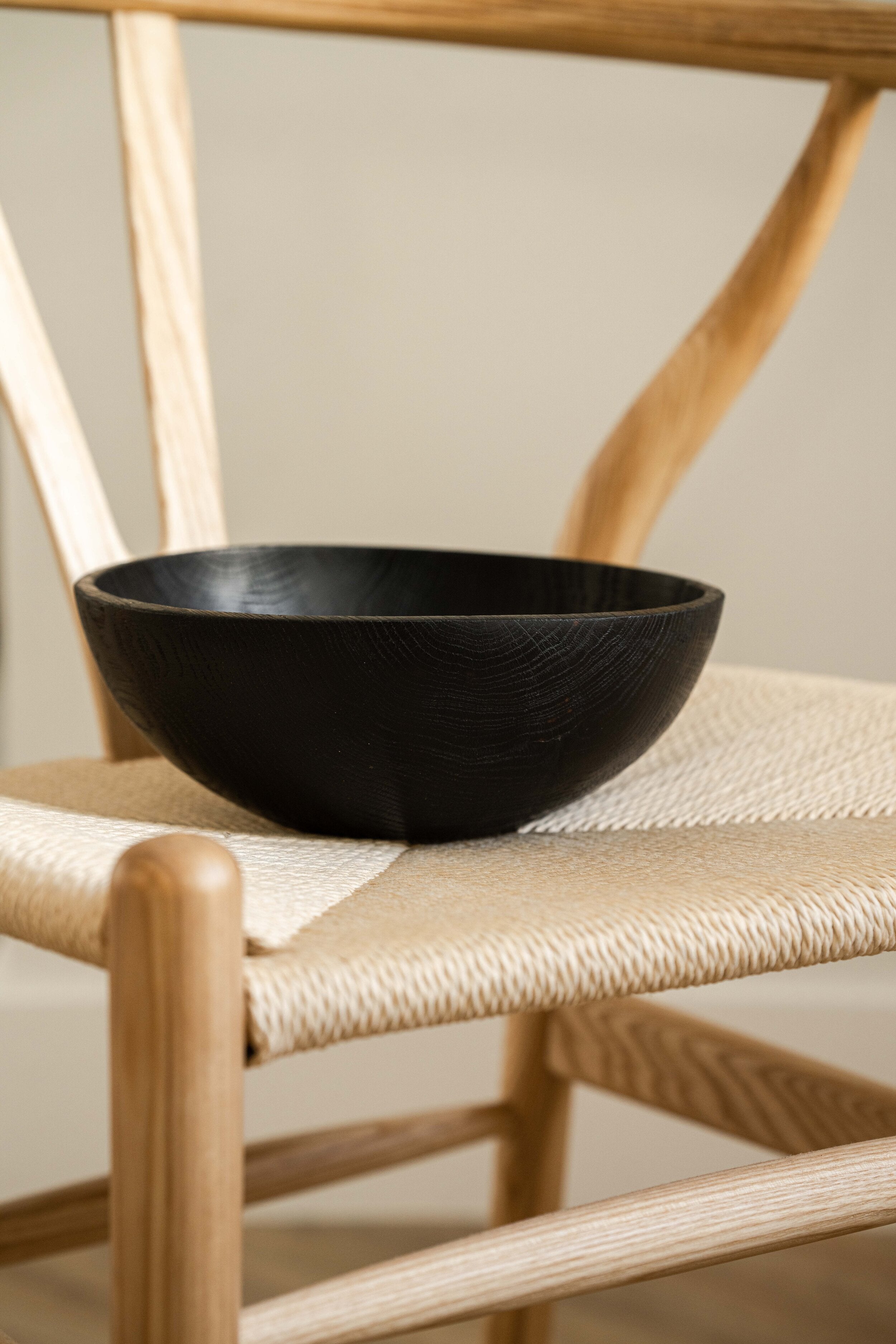 Hand-Carved Large Charred Wood Bowl