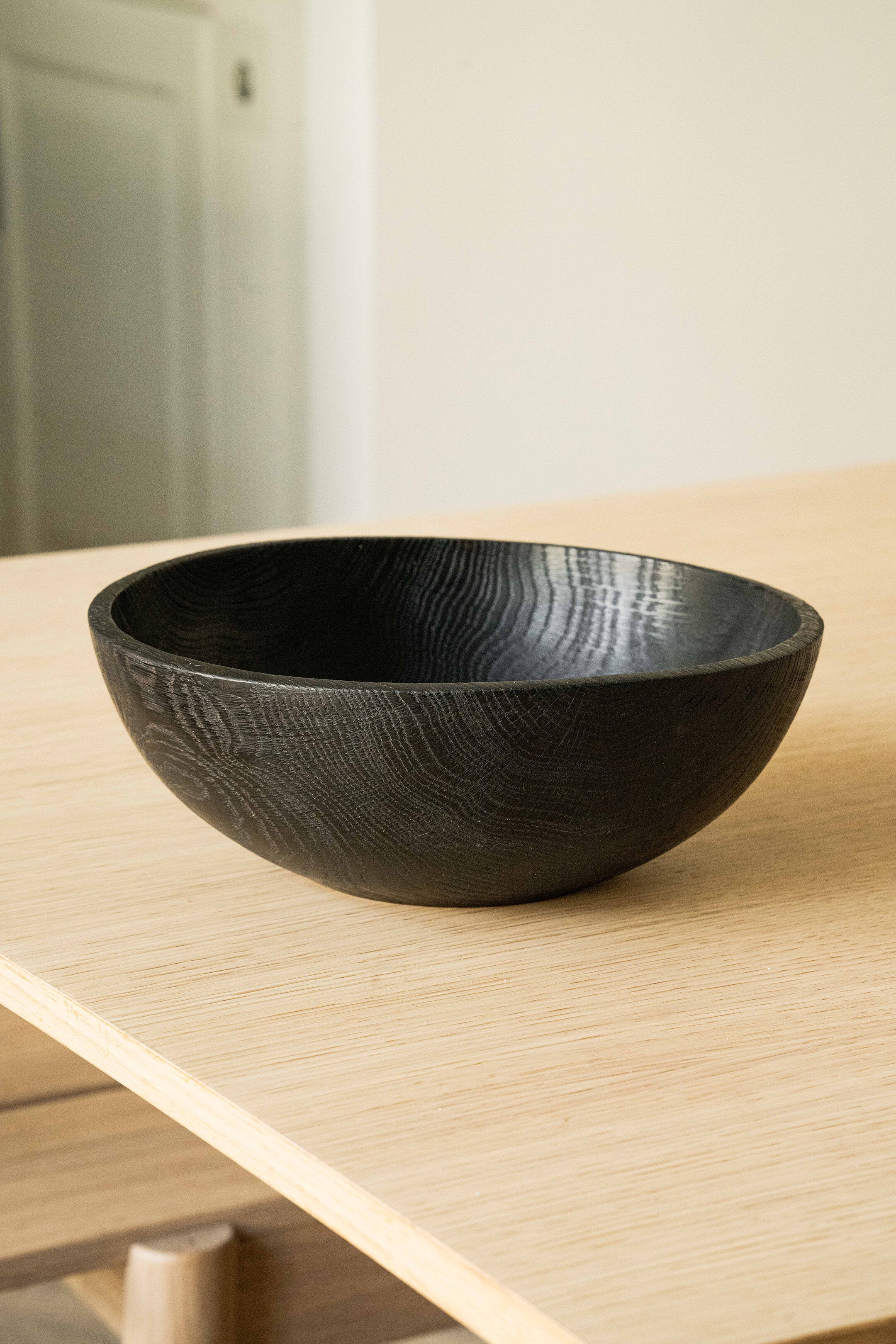 Hand-Carved Large Charred Wood Bowl