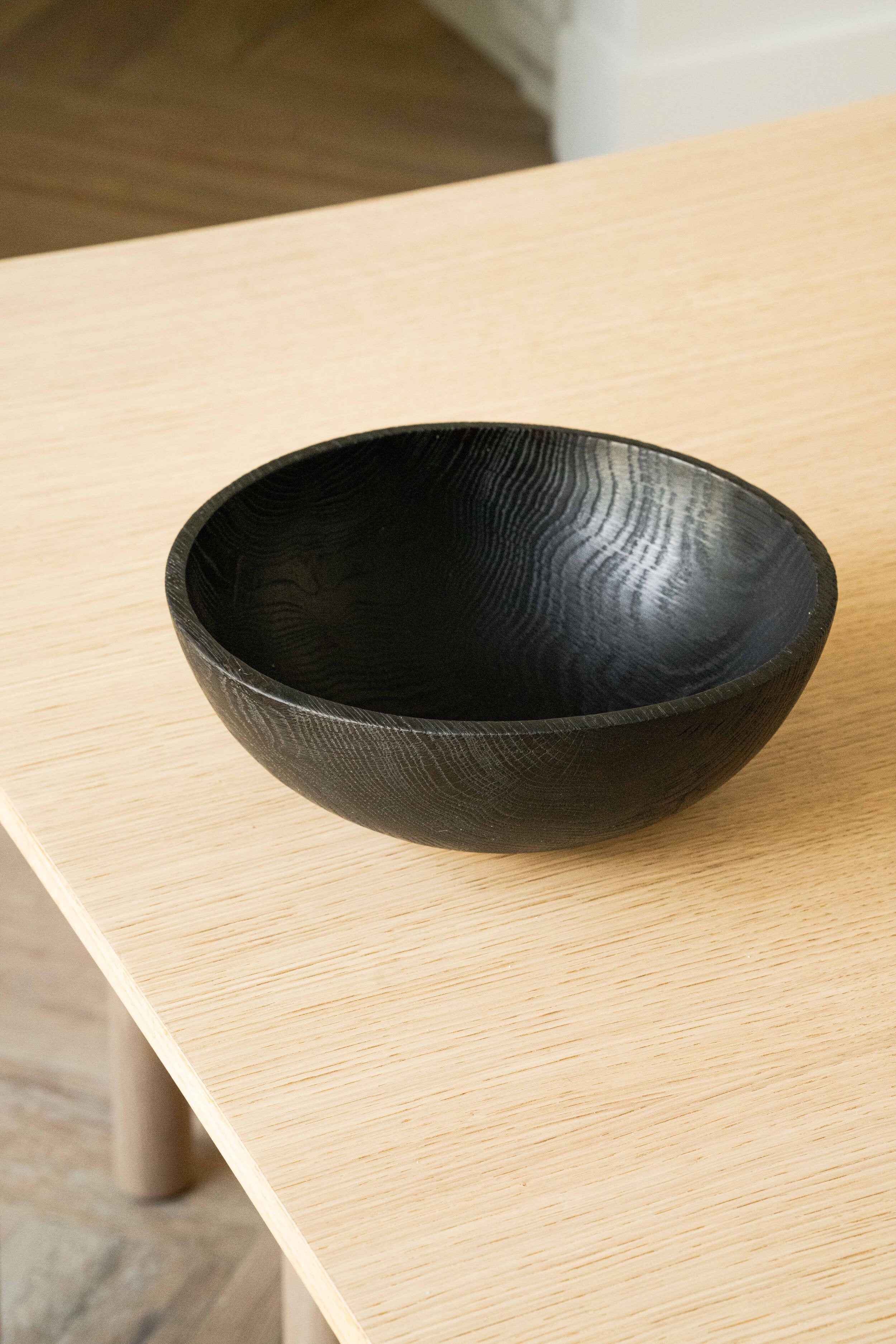 Hand-Carved Large Charred Wood Bowl