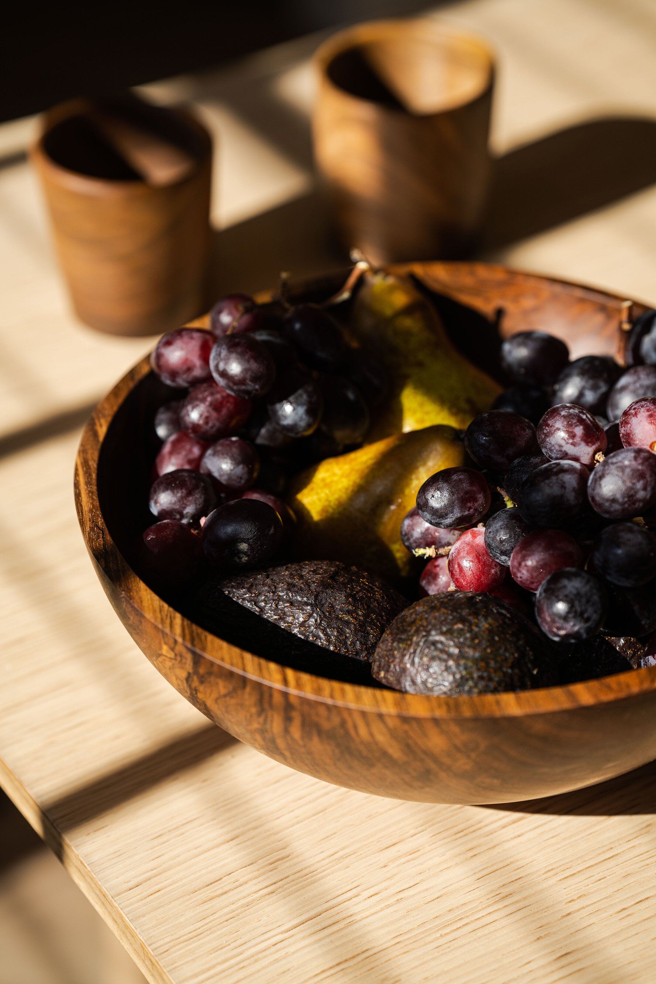 Hand-Carved Large Walnut Wood Bowl