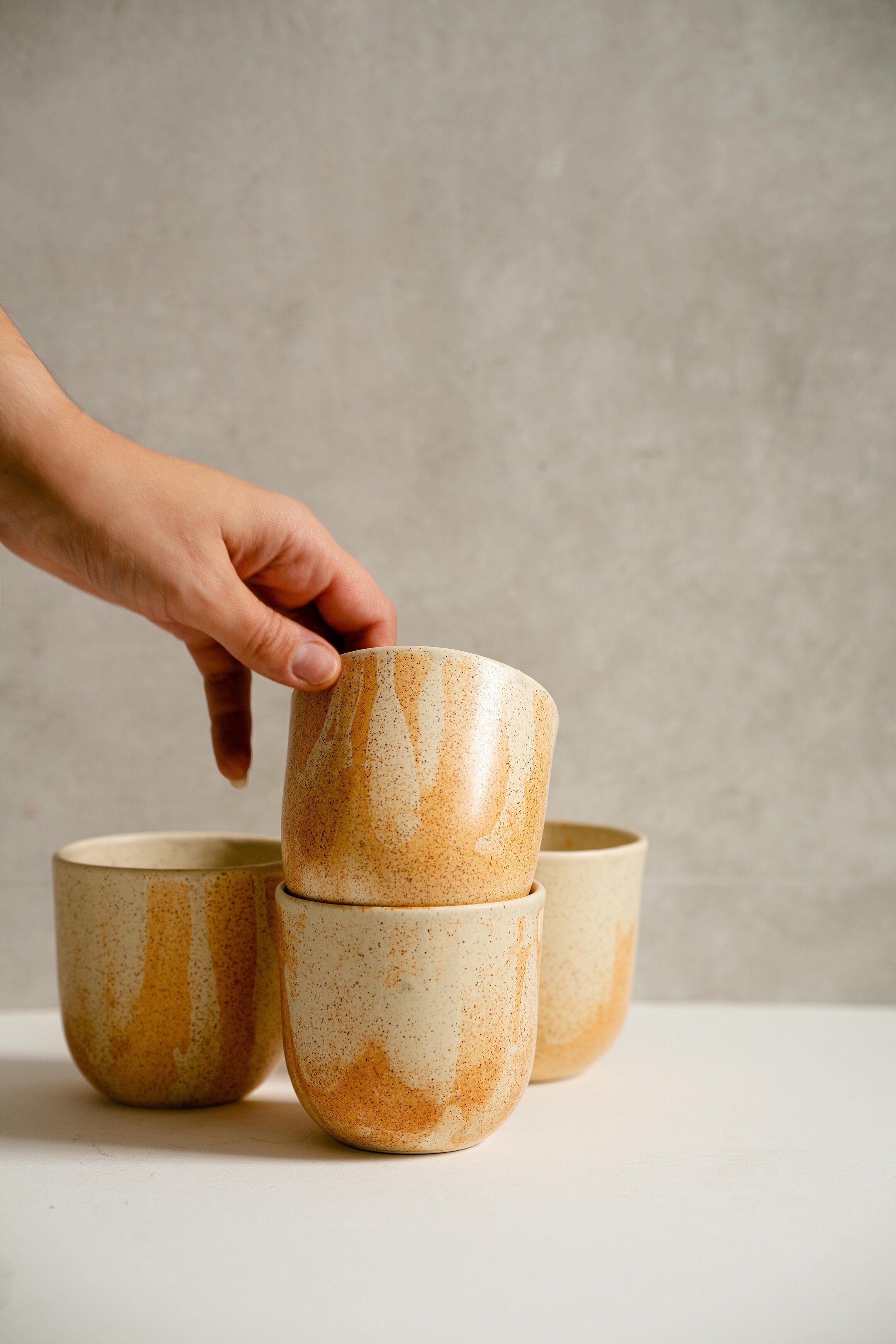 Beige Stoneware Coffee Tumbler - The Peony Haus