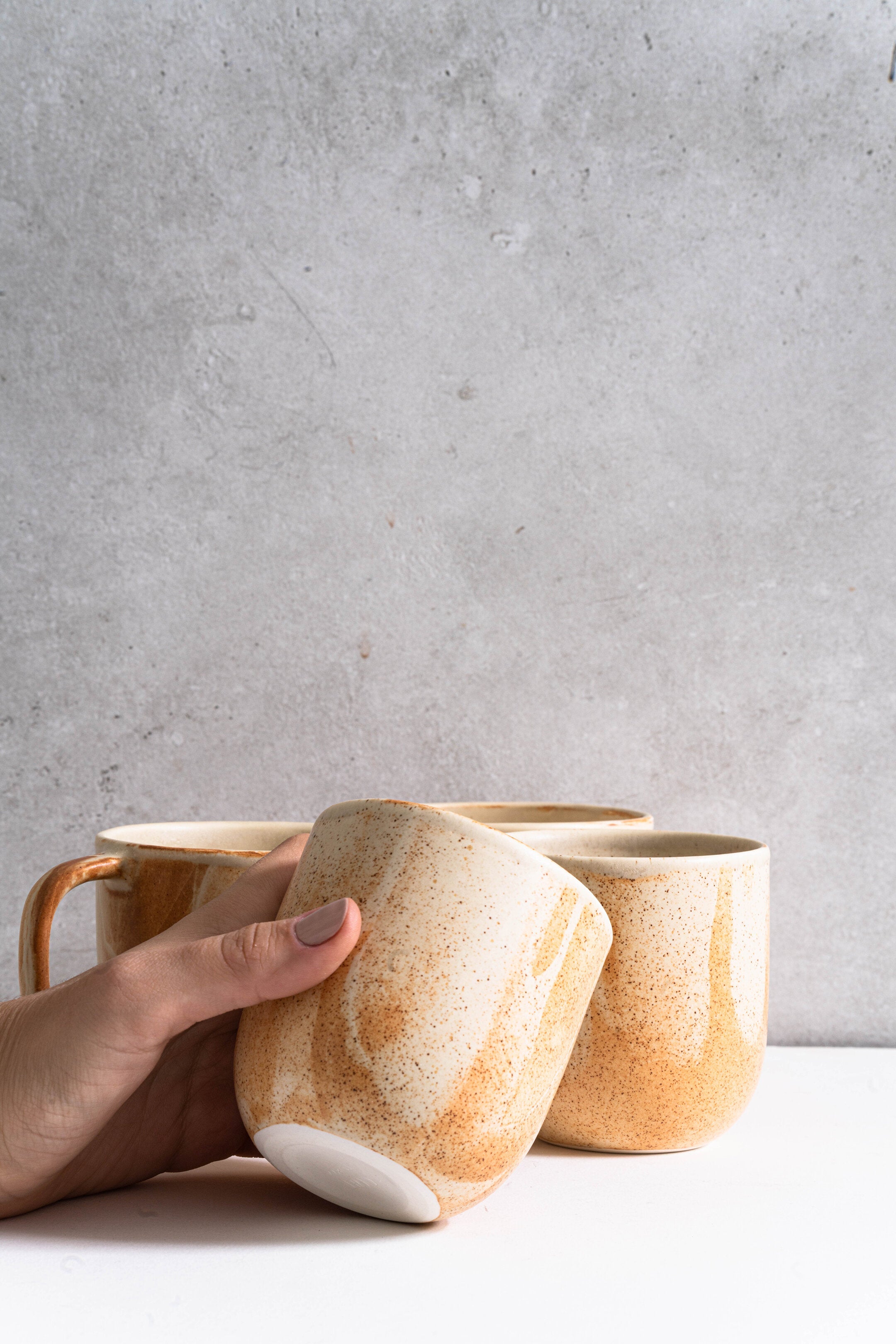 Beige Stoneware Coffee Tumbler - The Peony Haus