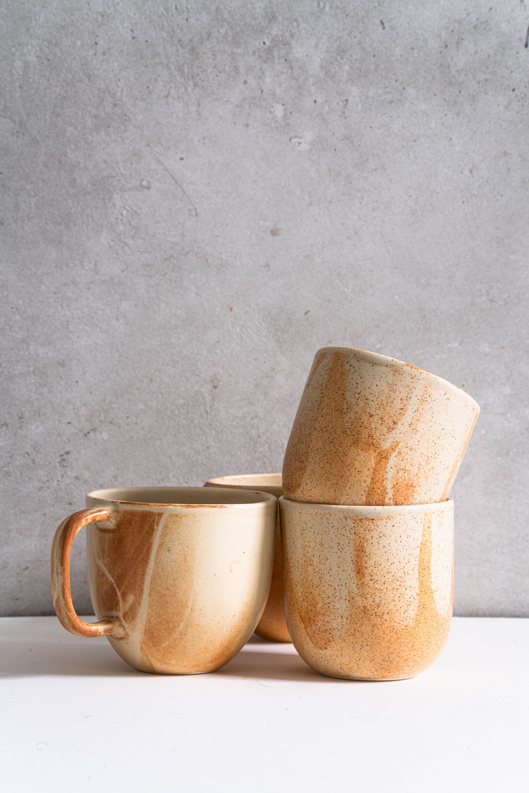 Beige Stoneware Coffee Tumbler - The Peony Haus