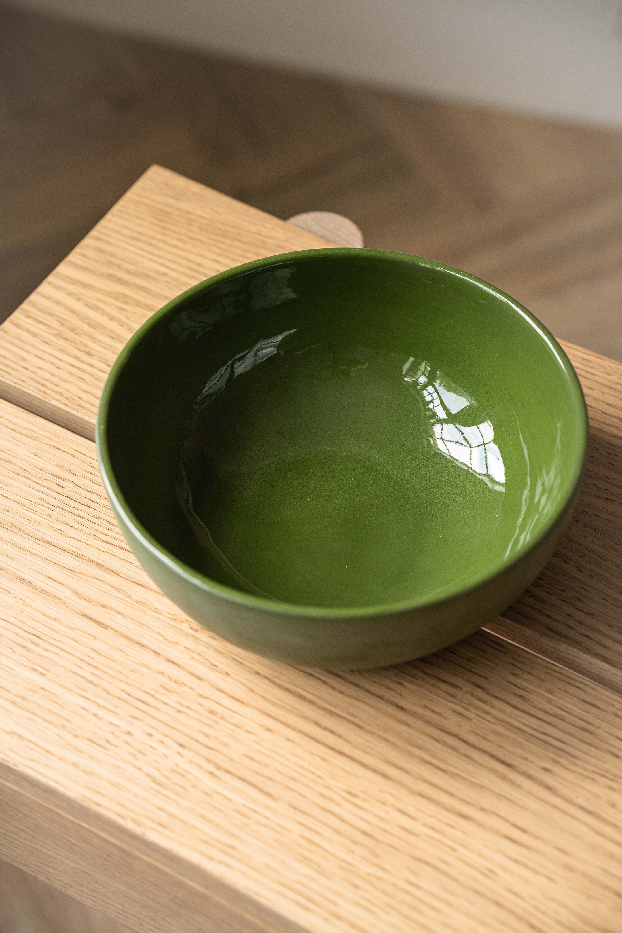 Handmade Porcelain Salad Serving Bowl. Green - The Peony Haus