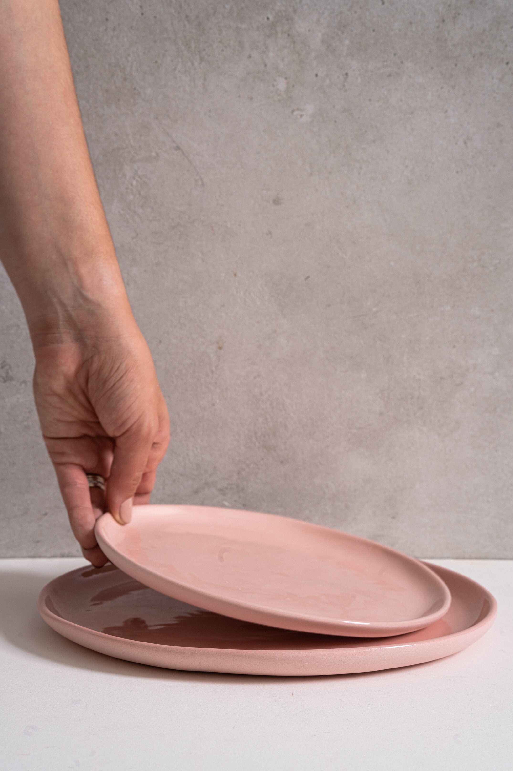 Handmade Porcelain Dinner Plates. Powder Pink - The Peony Haus