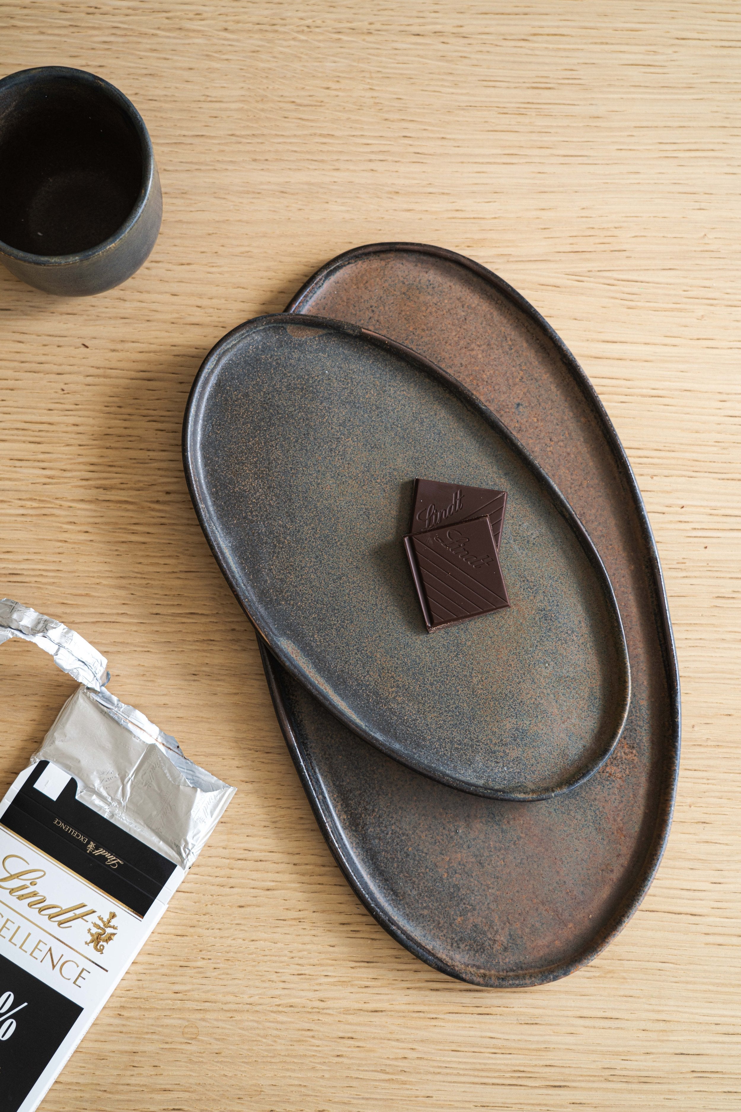 Rust Stoneware Oval Serving Platter - The Peony Haus