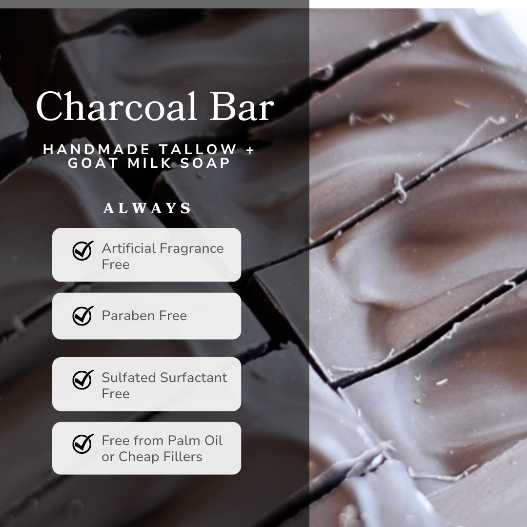Clarifying Charcoal Bar Handmade Tallow and Goat Milk Soap Bar - The Peony Haus