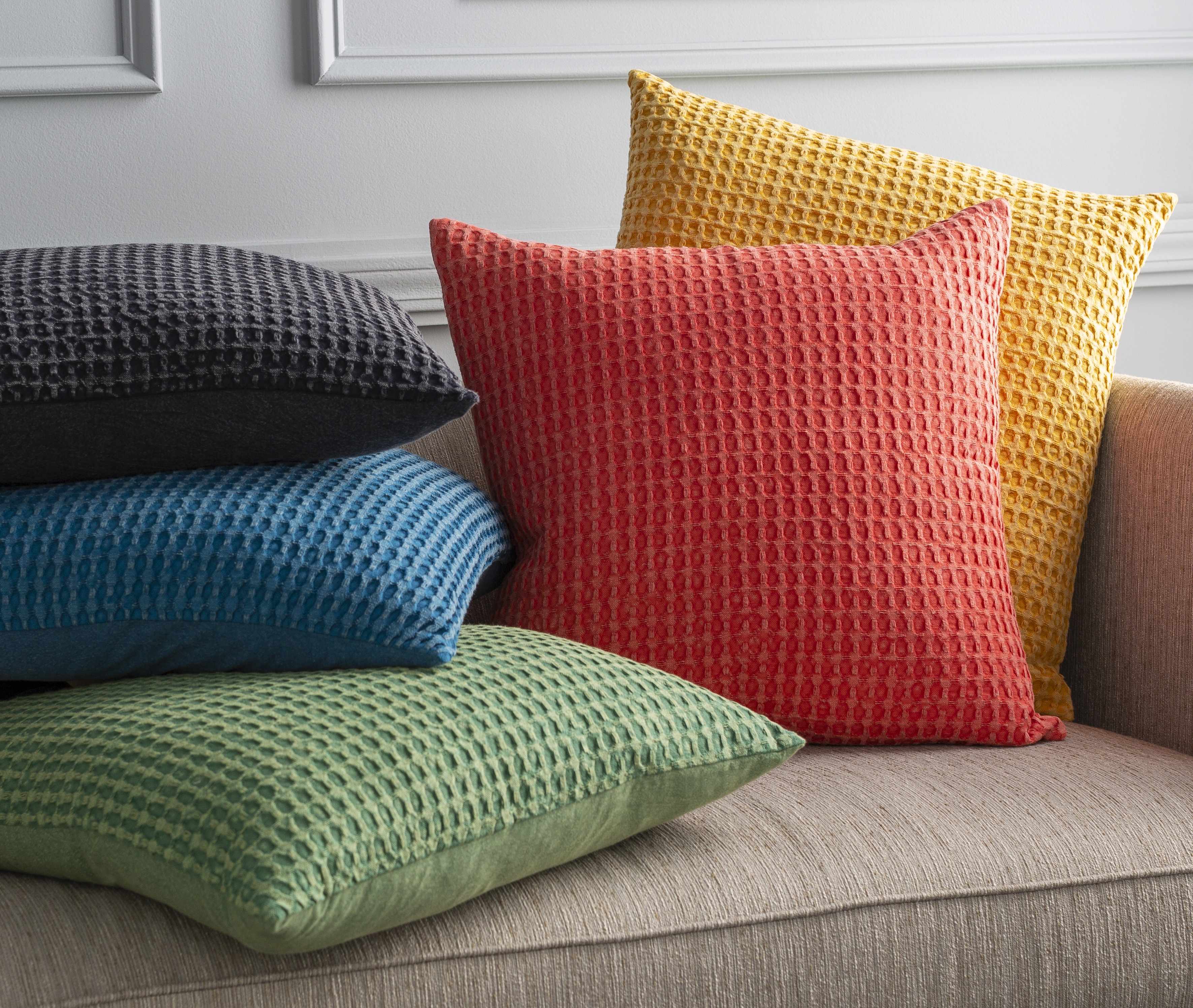 Solvang Textured Coral Cotton Square Throw Pillow - The Peony Haus